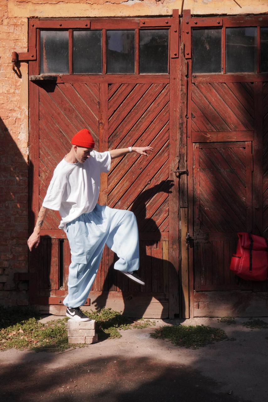 Harem linen pants ANDO in Light grey