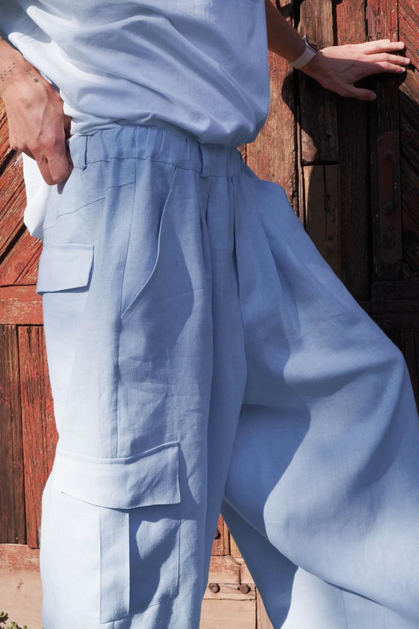 Harem linen pants ANDO in Light grey