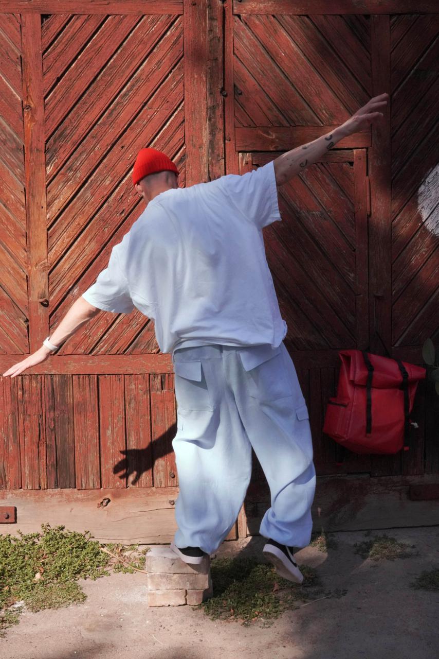 Harem linen pants ANDO in Light grey