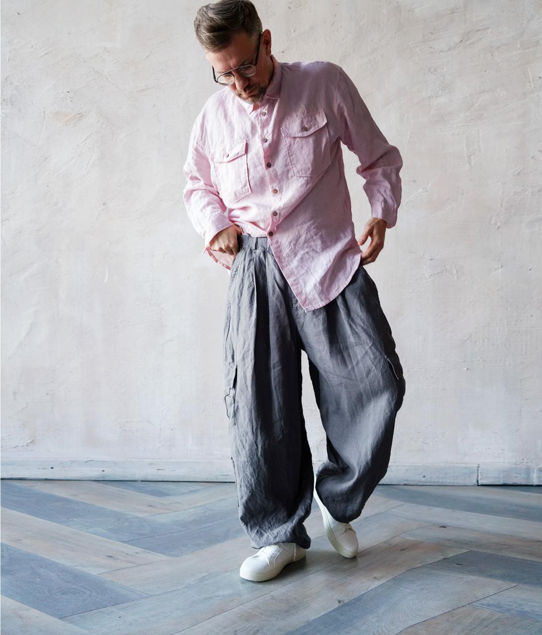 Harem linen pants ANDO in Dark grey