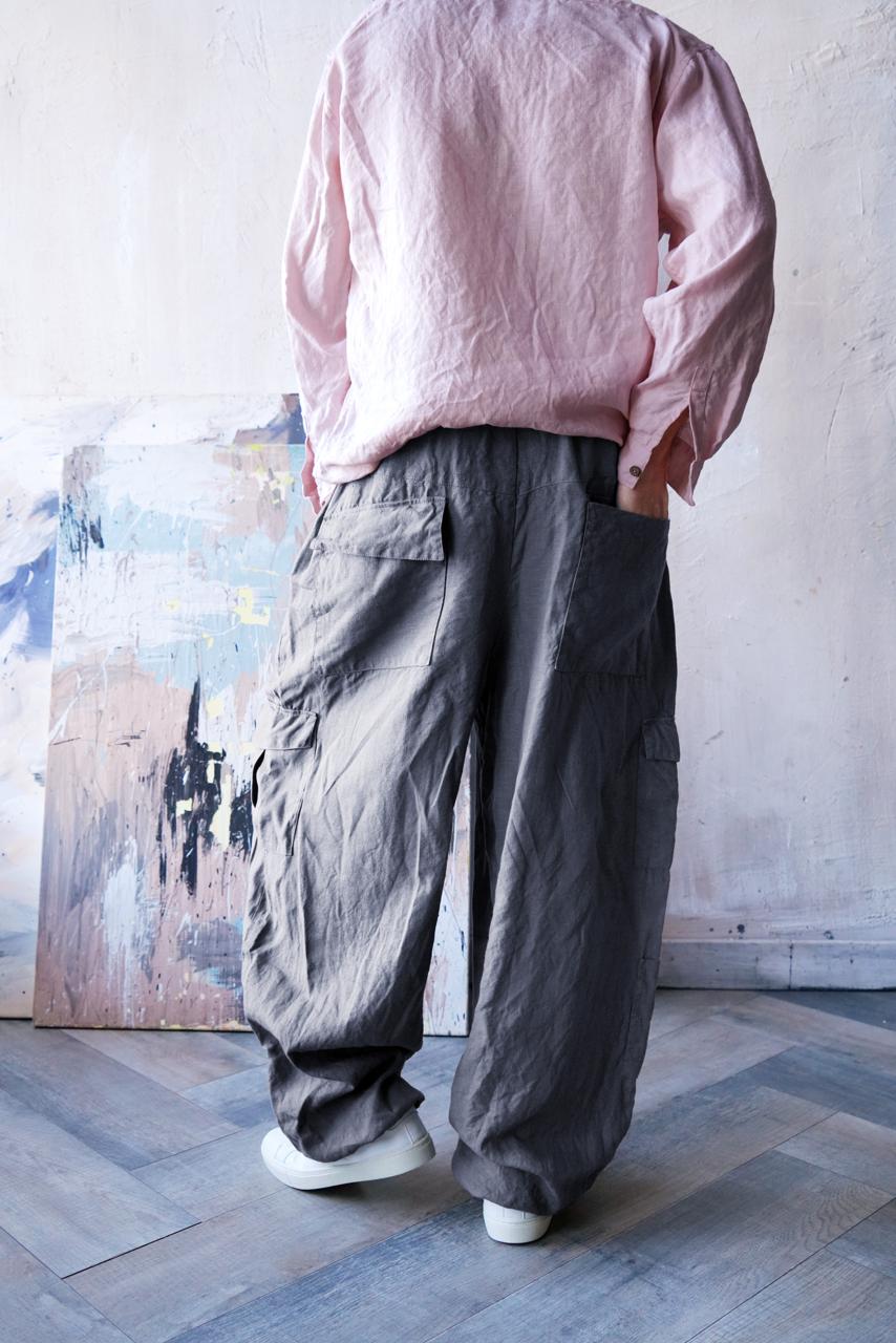 Harem linen pants ANDO in Dark grey