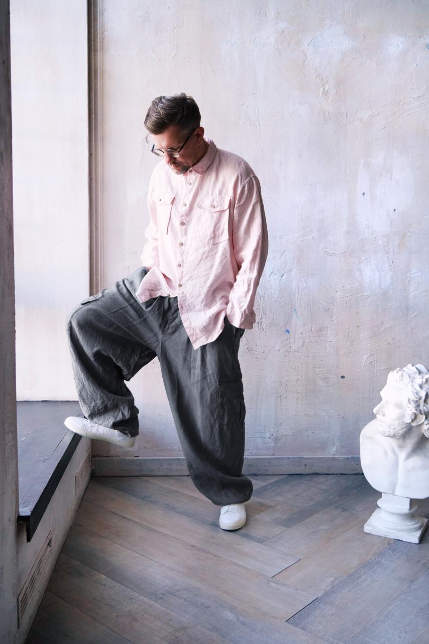 Harem linen pants ANDO in Dark grey