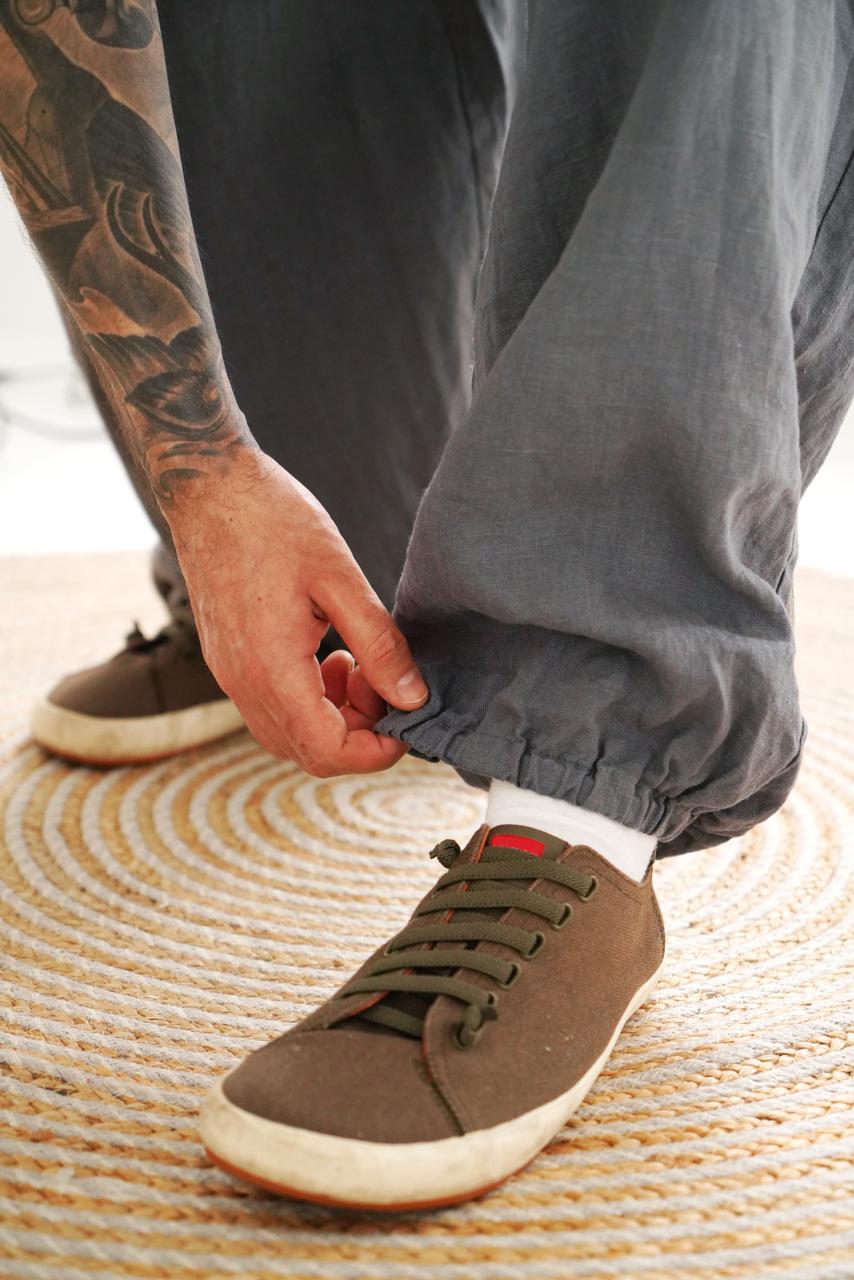 Harem linen pants ANDO in Dark grey