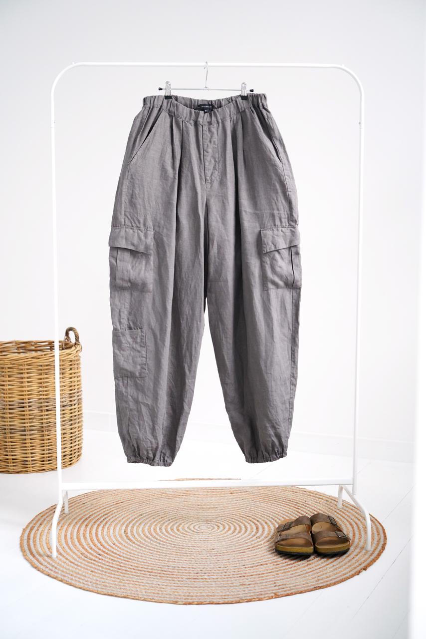 Harem linen pants ANDO in Dark grey
