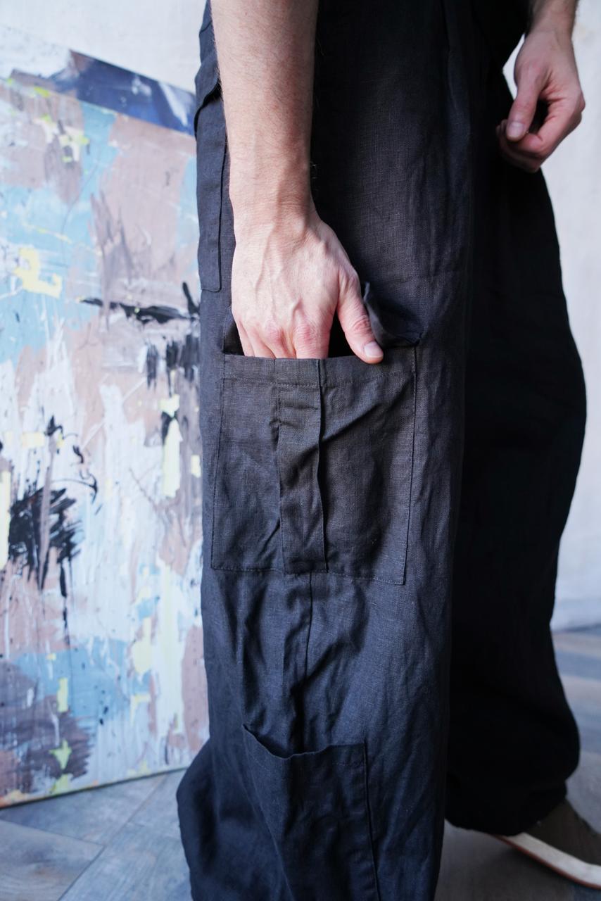Harem linen pants ANDO in Black