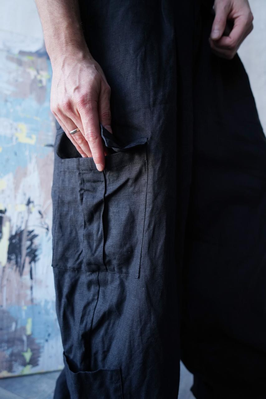 Harem linen pants ANDO in Black