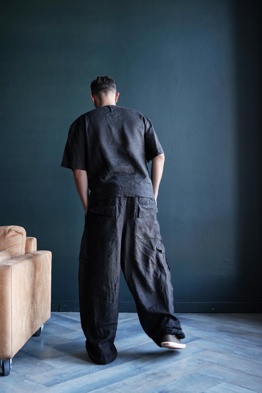 Harem linen pants ANDO in Black