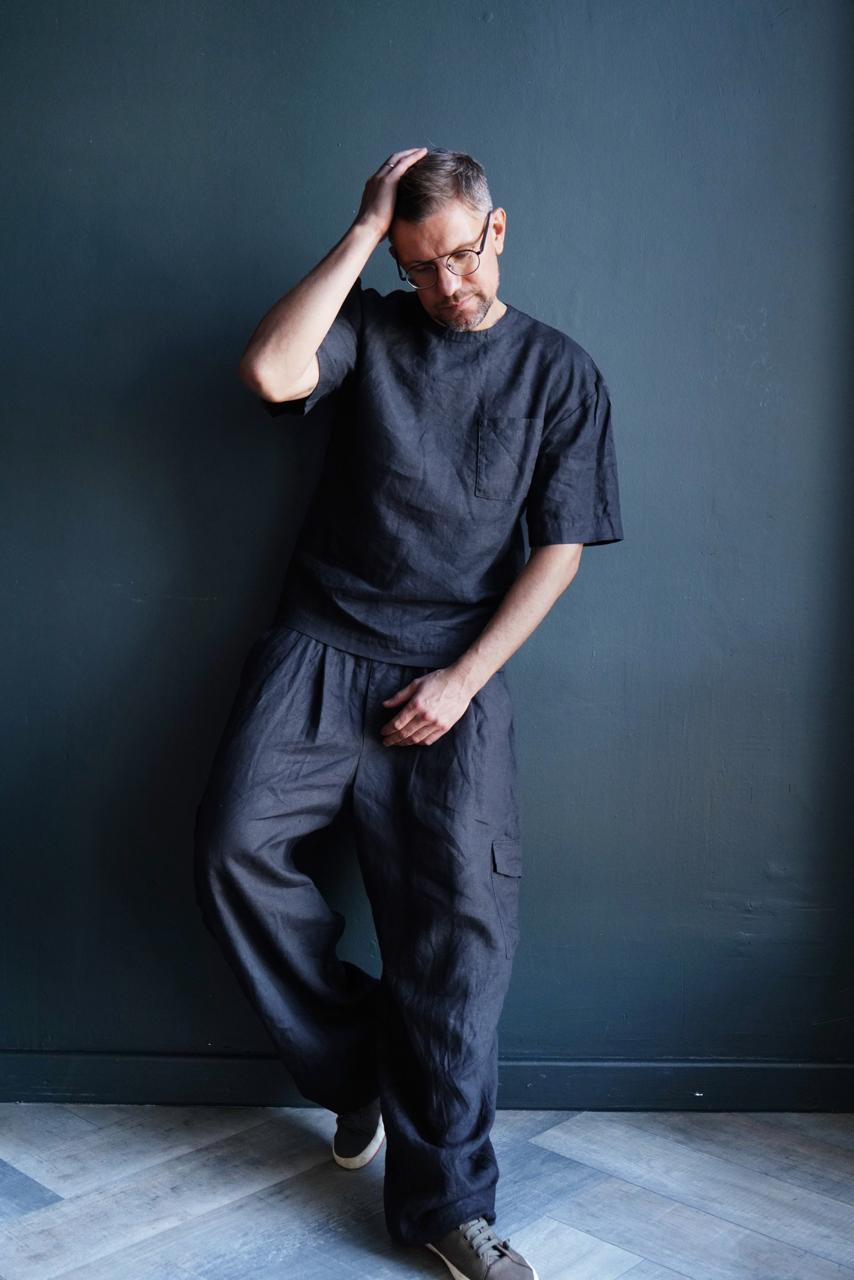 Harem linen pants ANDO in Black