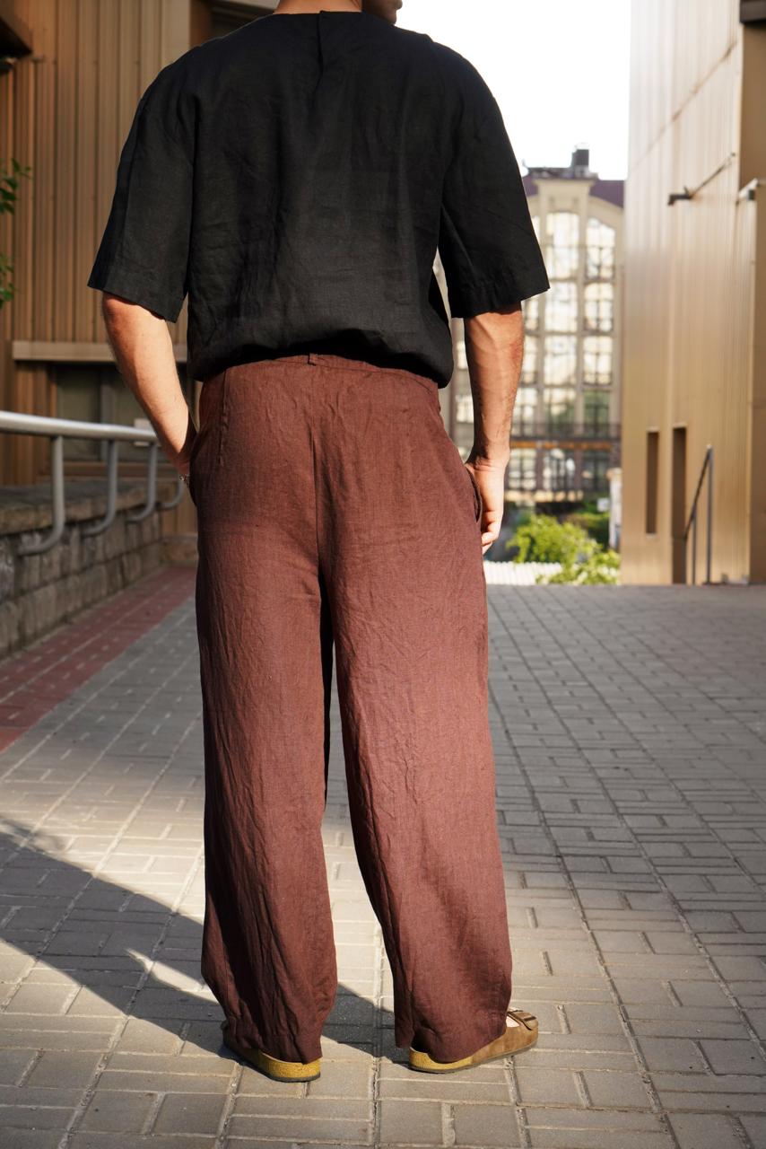 Palazzo Linen Pants ASPEN in Brown