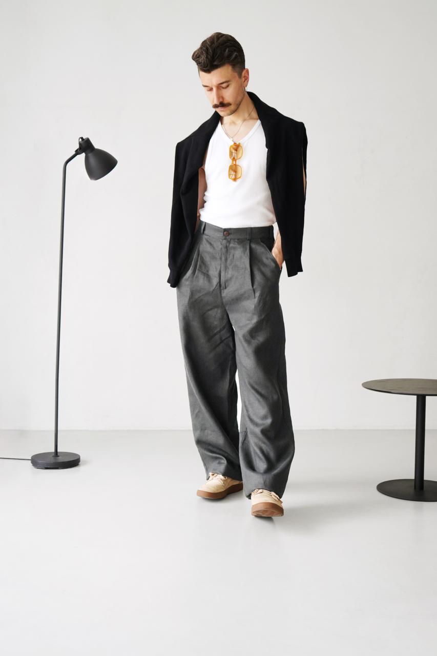 Palazzo Linen Pants ASPEN in Dark grey
