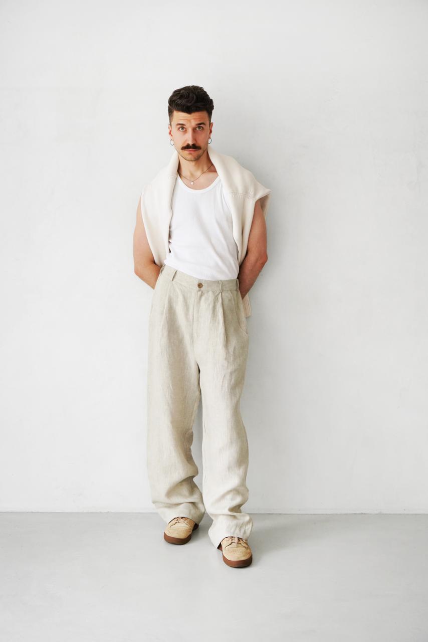 Palazzo Linen Pants ASPEN in Beige