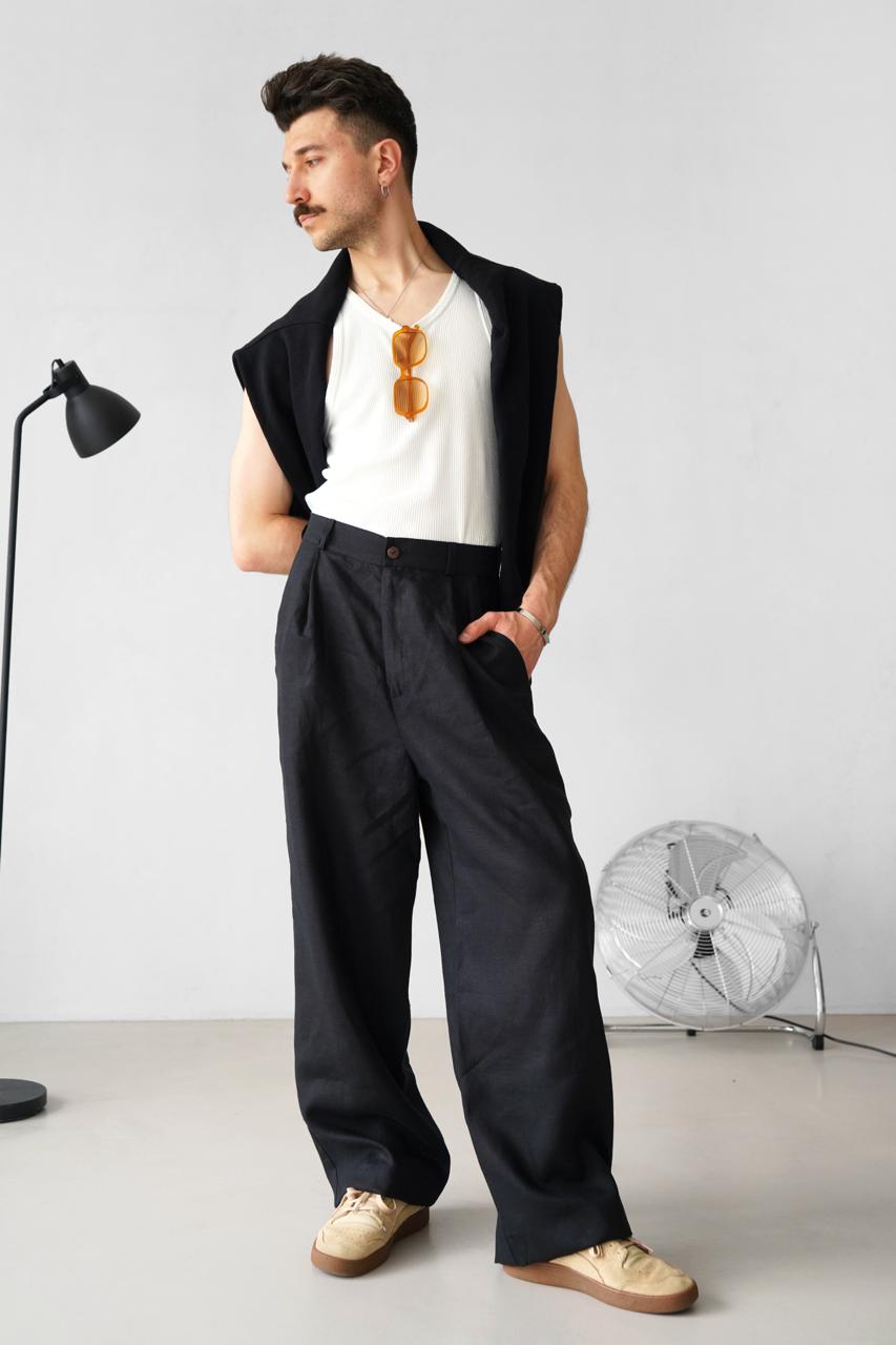 Palazzo Linen Pants ASPEN in Black