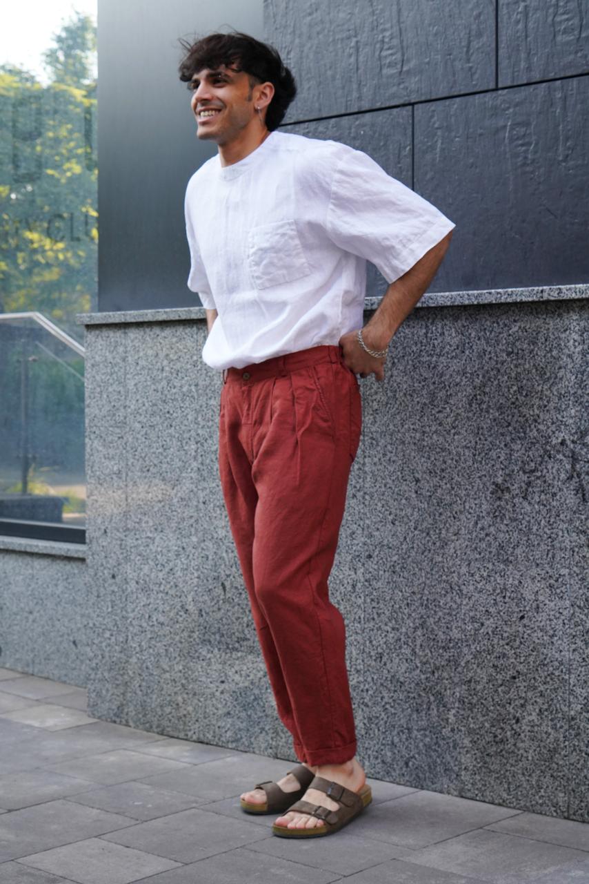 Loose Pleated Pants CEDAR in Terracota