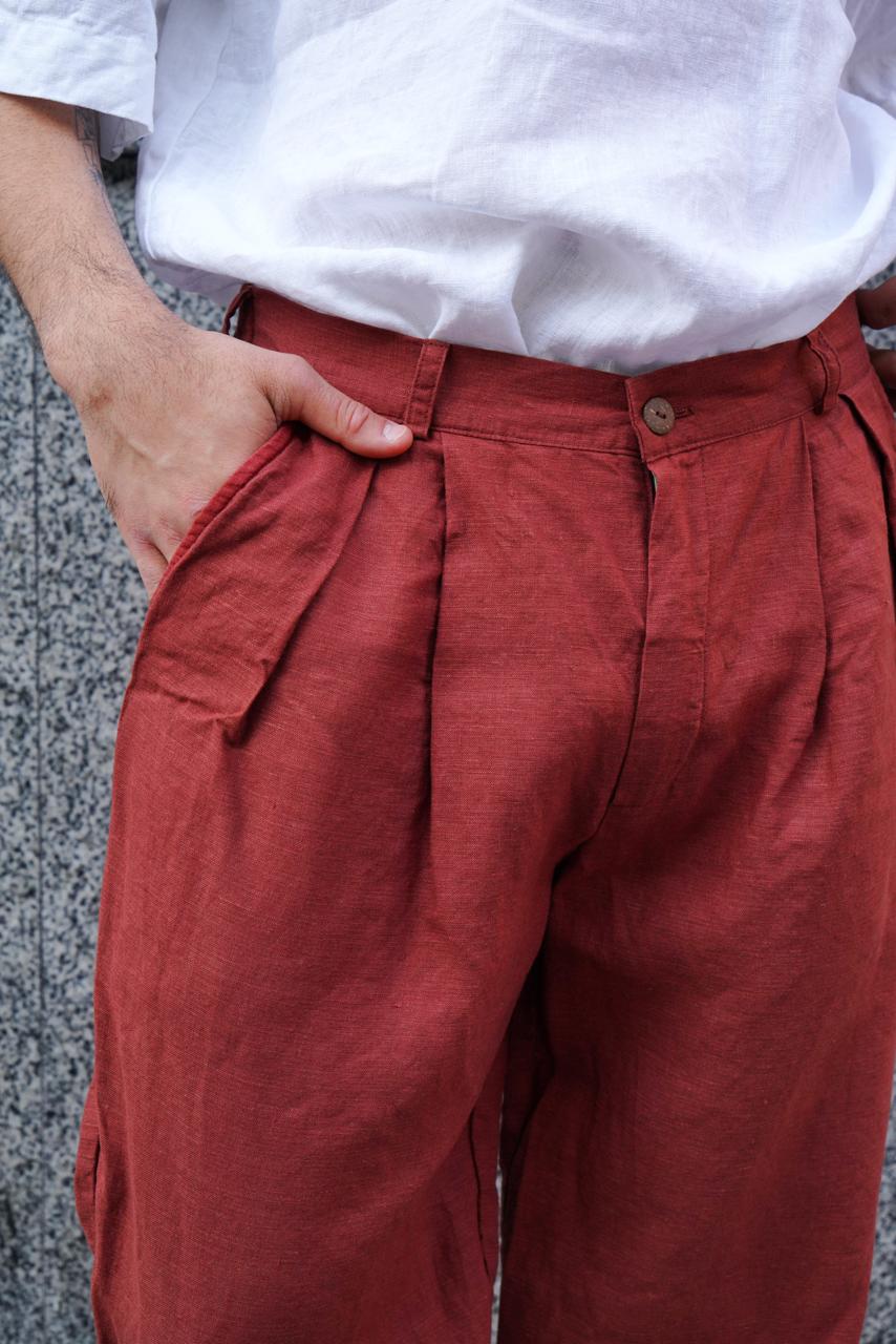 Loose Pleated Pants CEDAR in Terracota