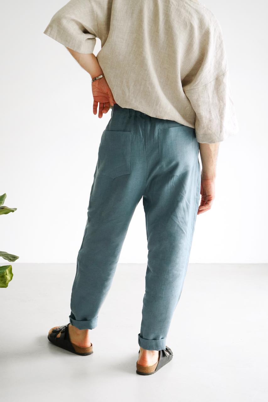 Loose Pleated Pants CEDAR in Blue grey