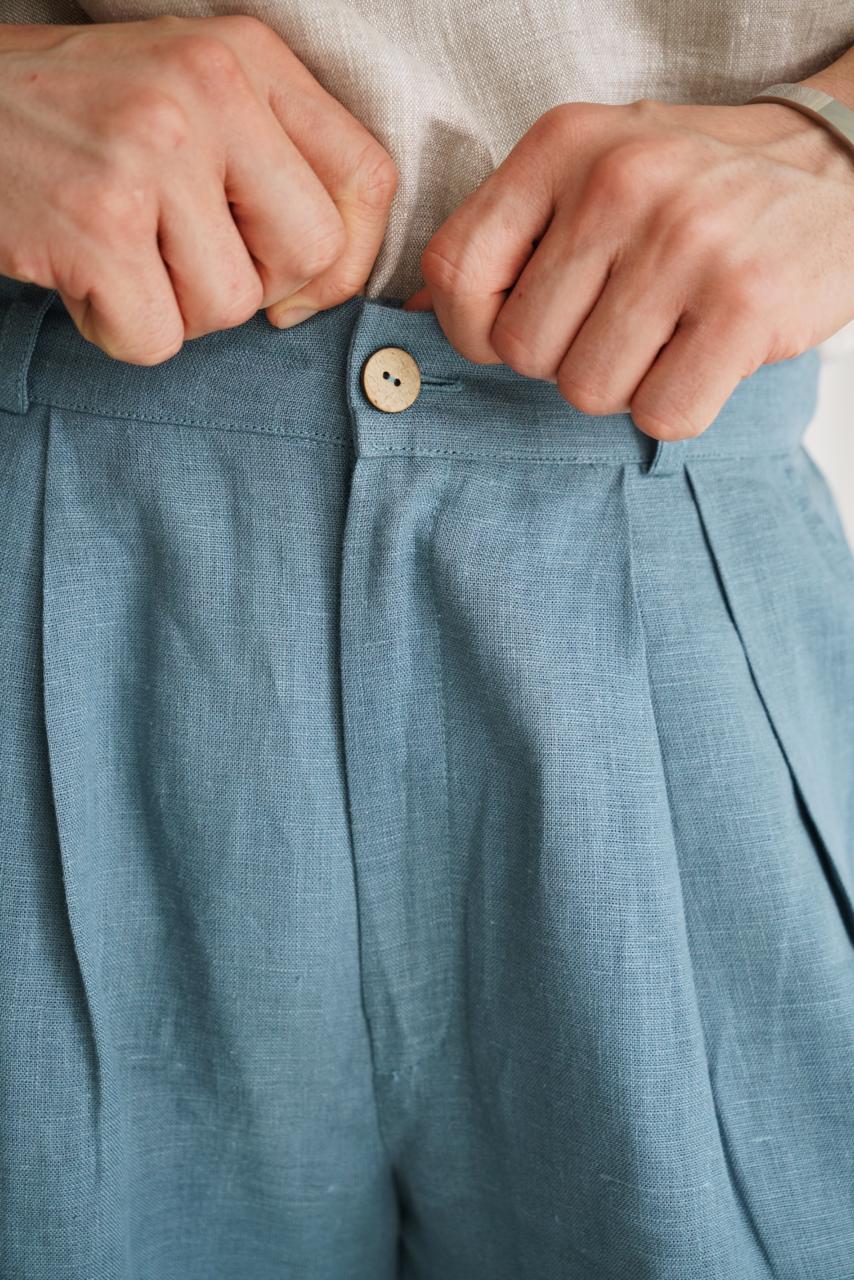 Loose Pleated Pants CEDAR in Blue grey