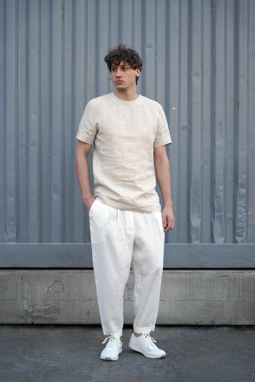 Men's joggers with pleats CEDAR in White