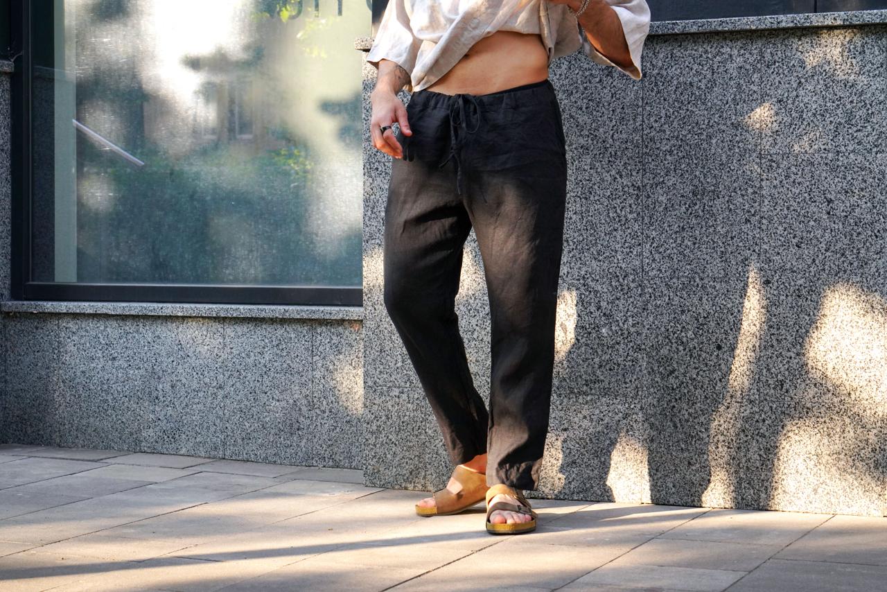 Men’s linen pants ASH in Black