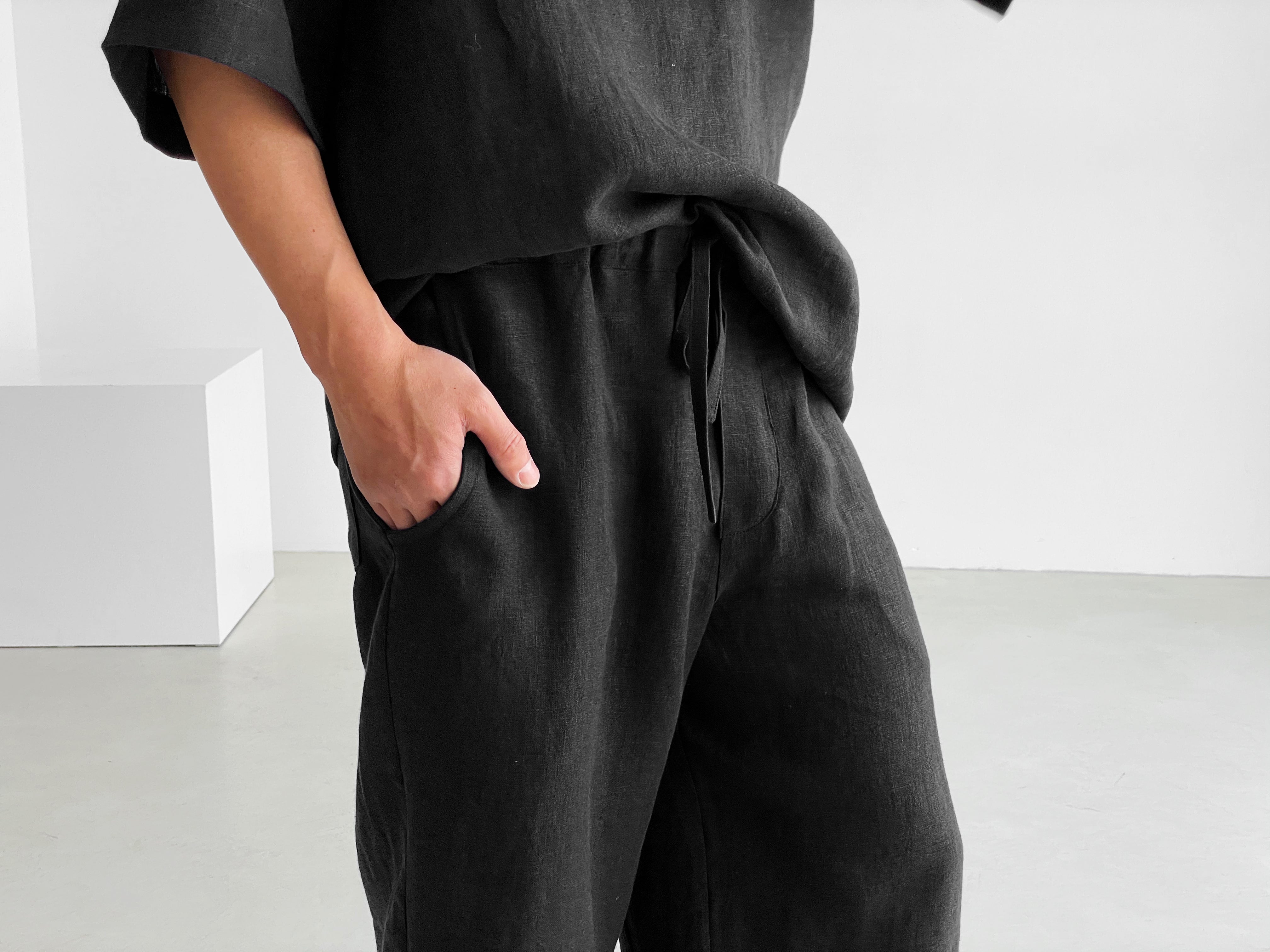 Capri linen pants WILLOW in Black