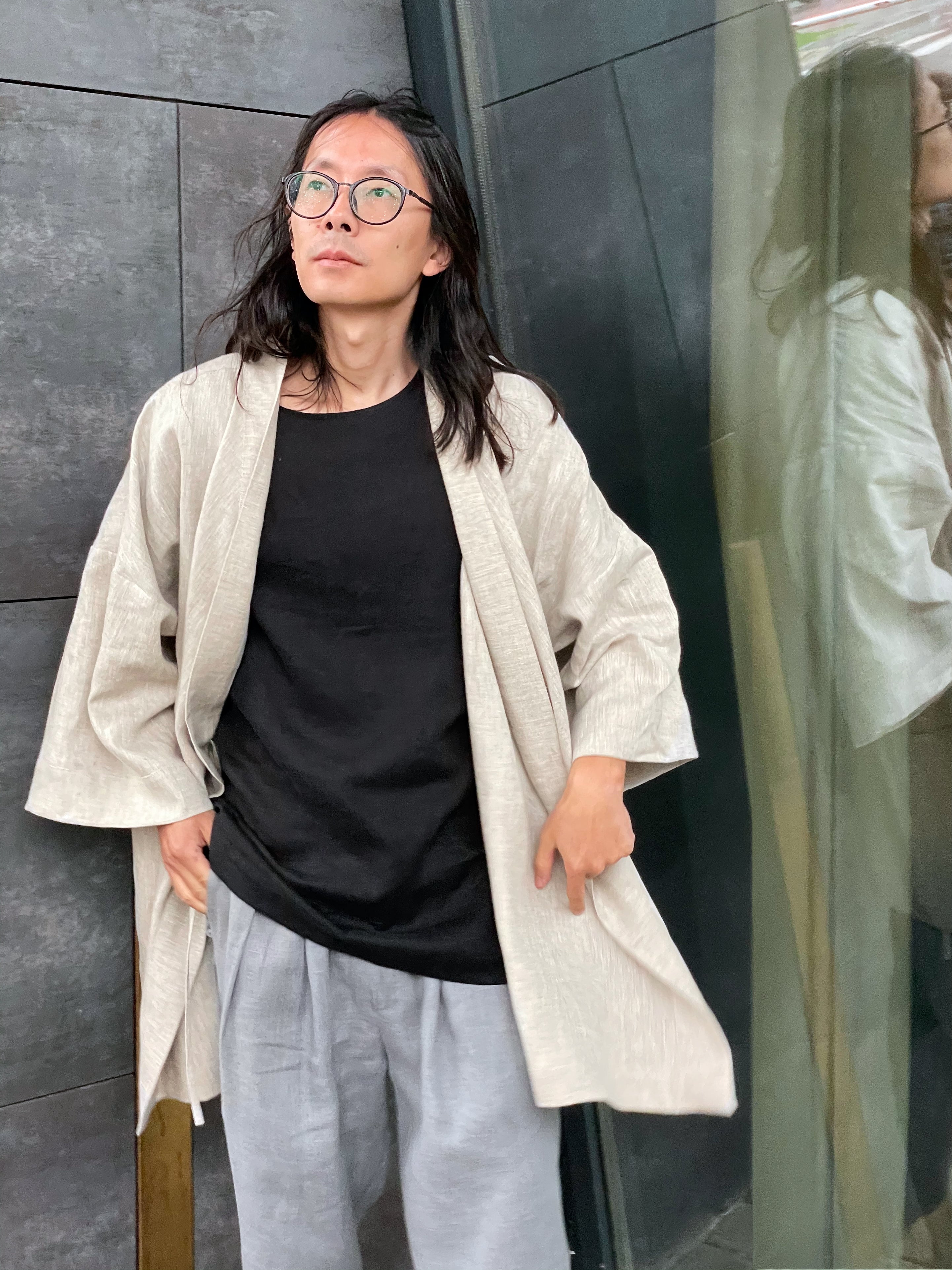 Men’s linen kimono SUGI in Beige