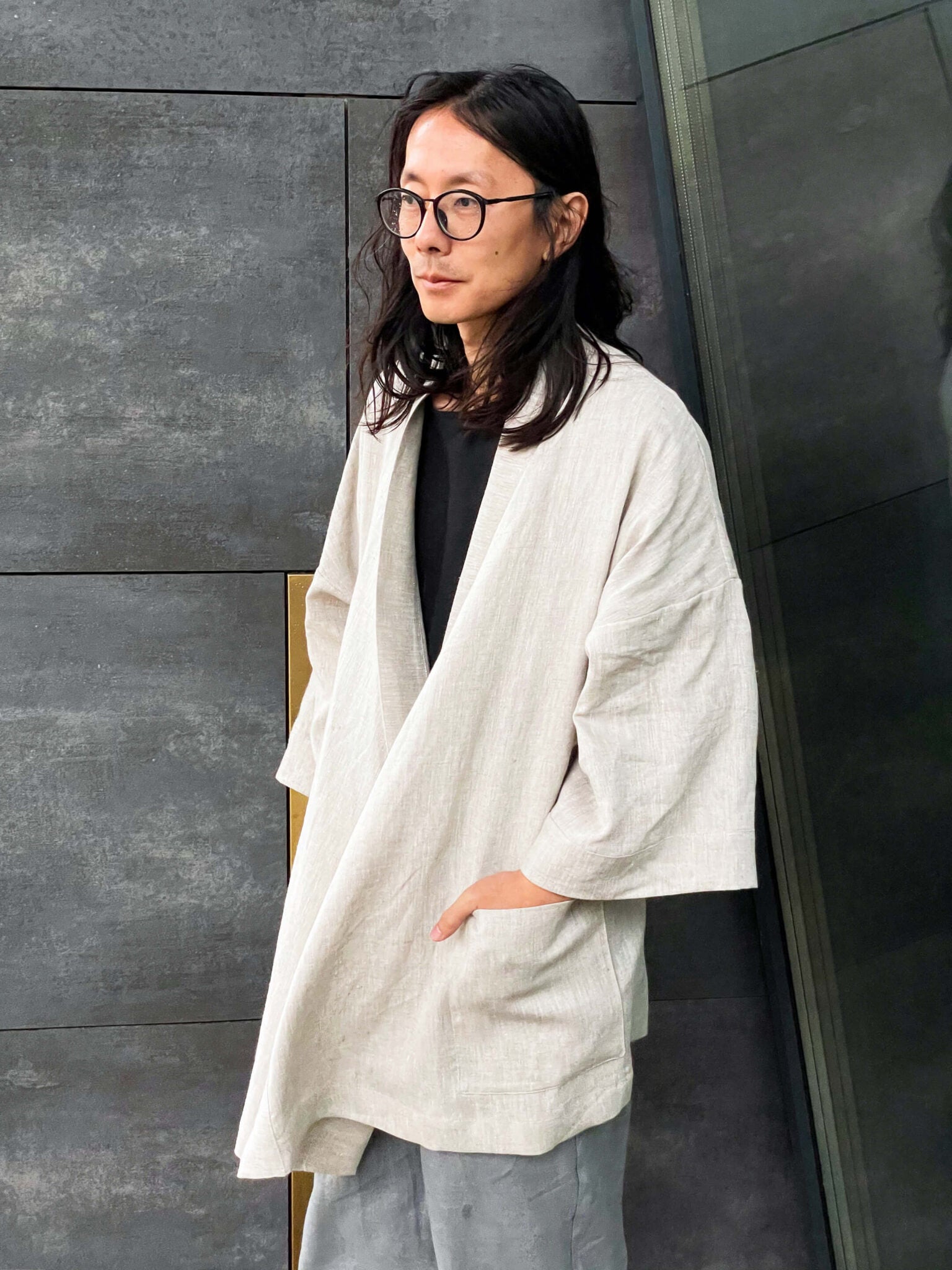 Men’s linen kimono SUGI in Beige