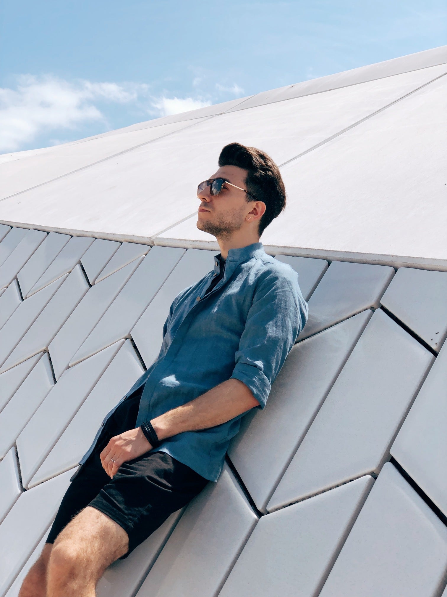 Men’s Linen Shirt OLIVE in Blue grey