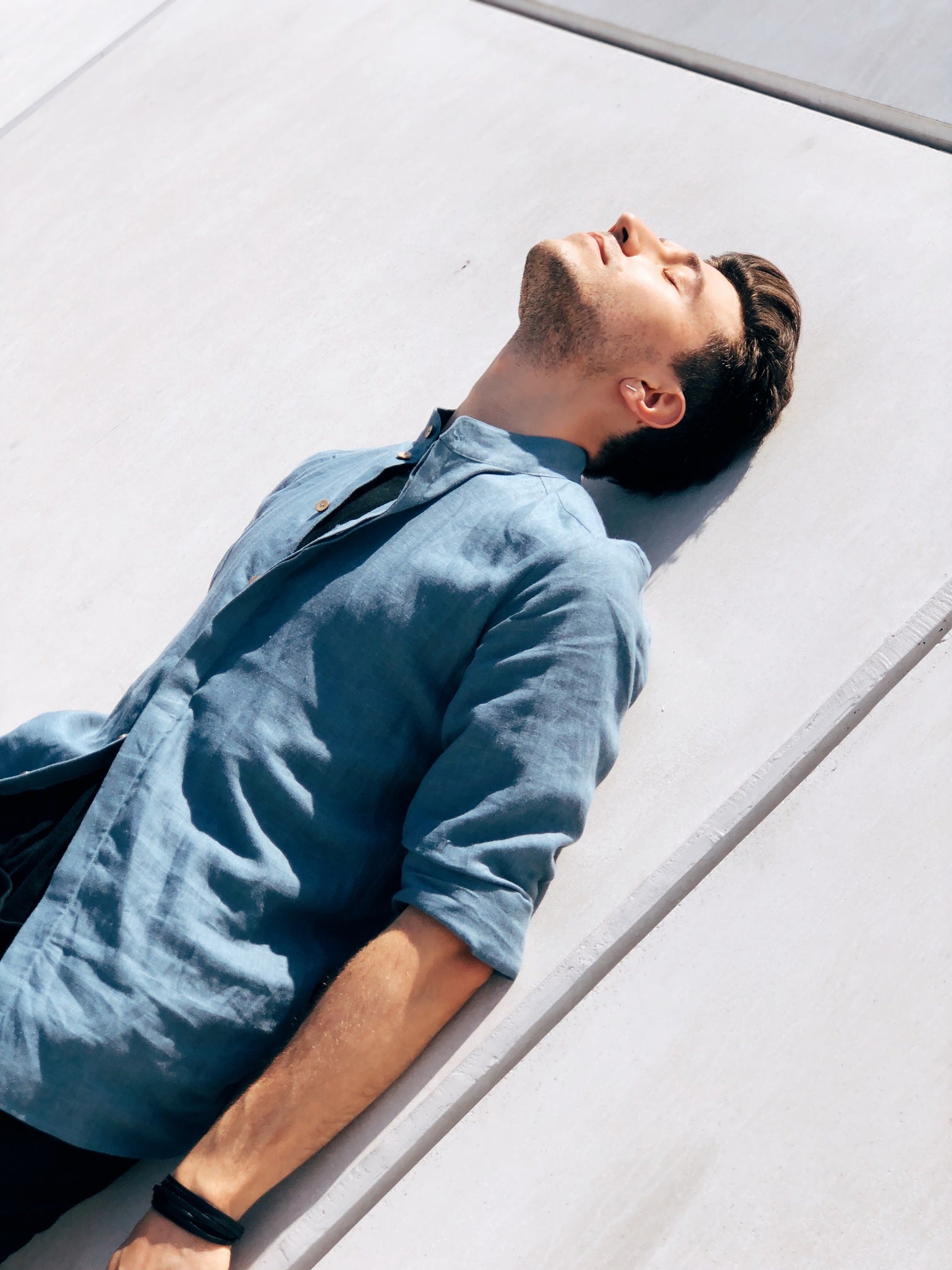 Men’s Linen Shirt OLIVE in Blue grey