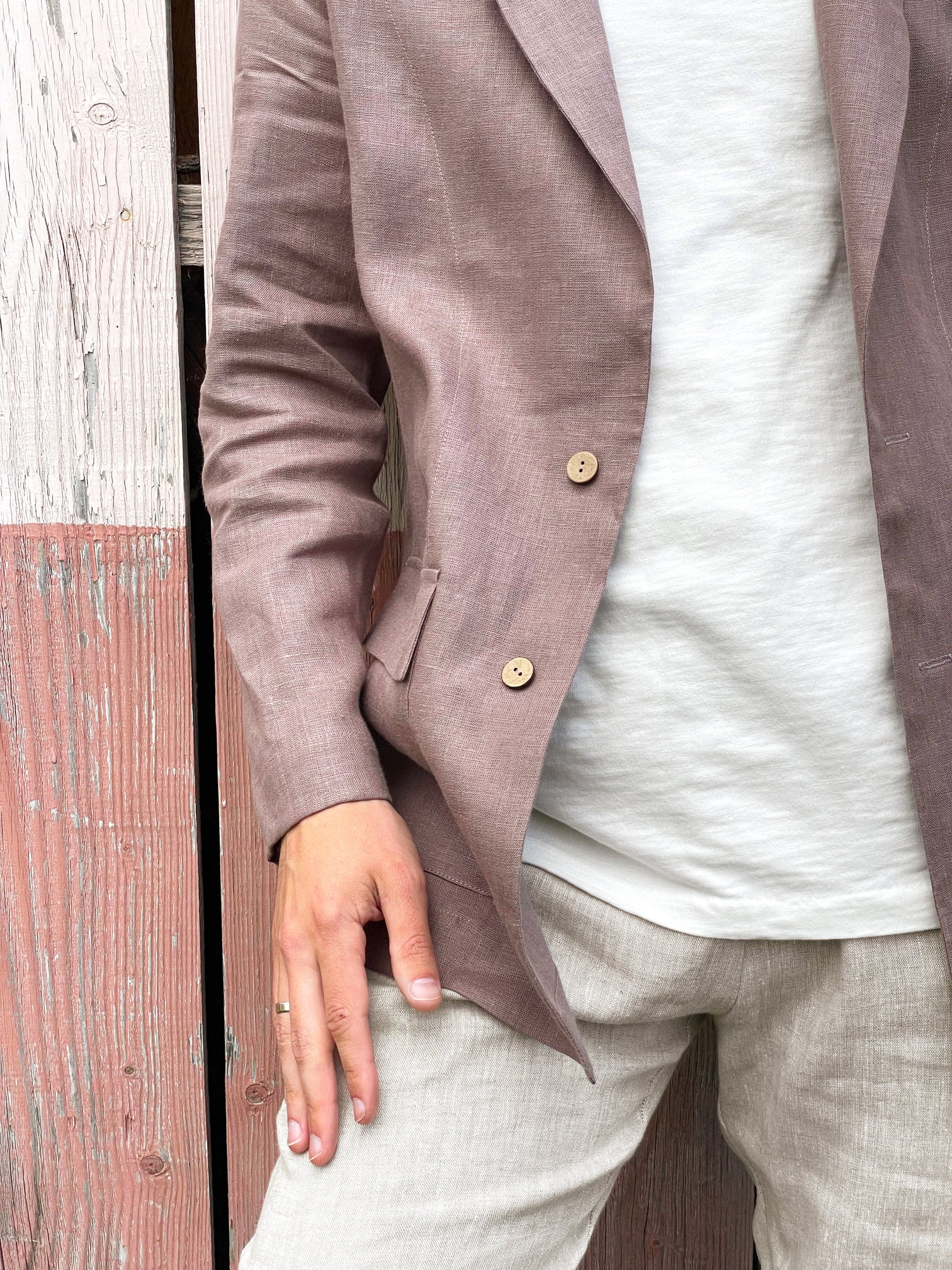 Men’s Linen Jacket LARCH in Latte