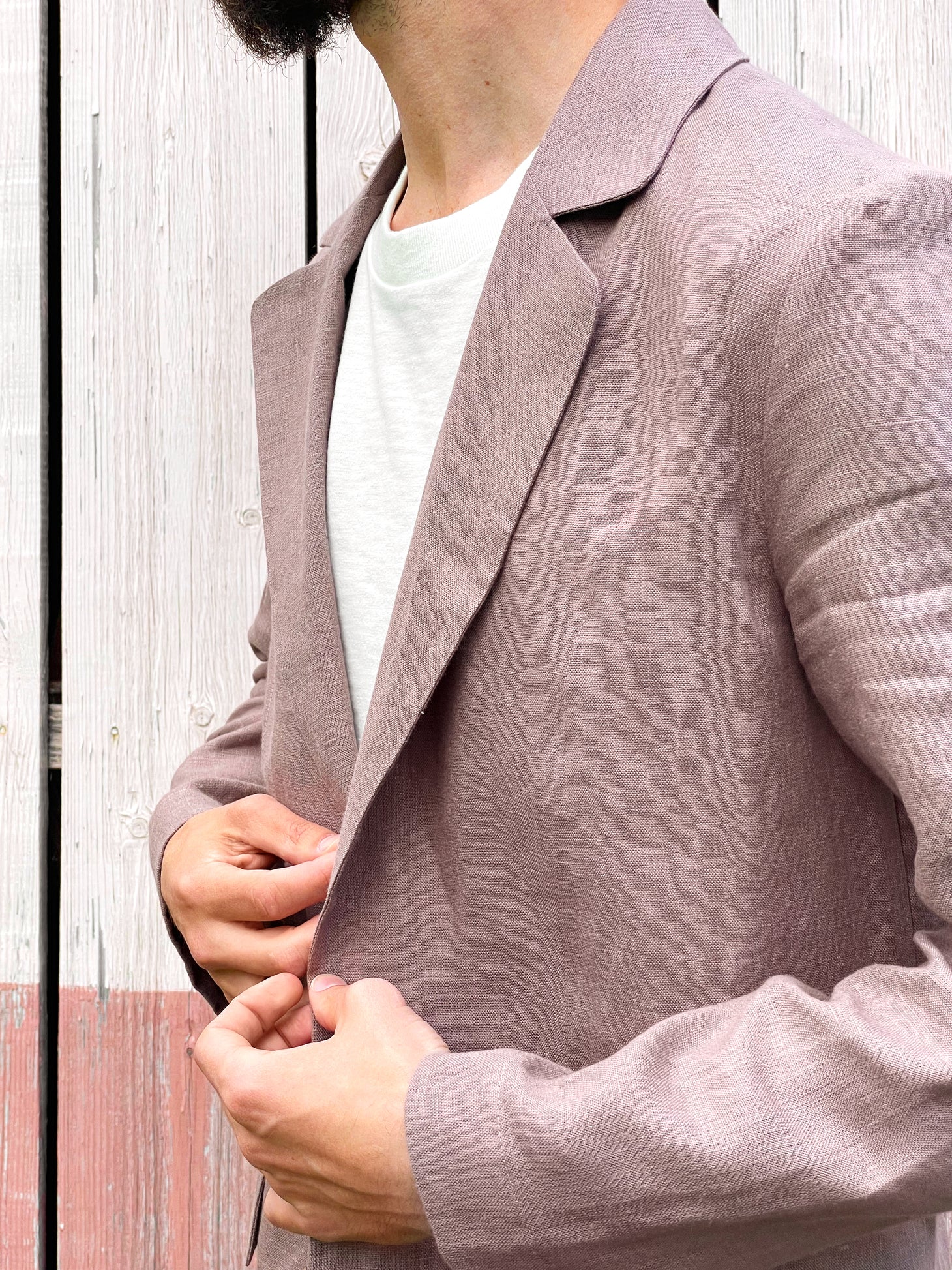 Men's Linen Jacket LARCH in Latte