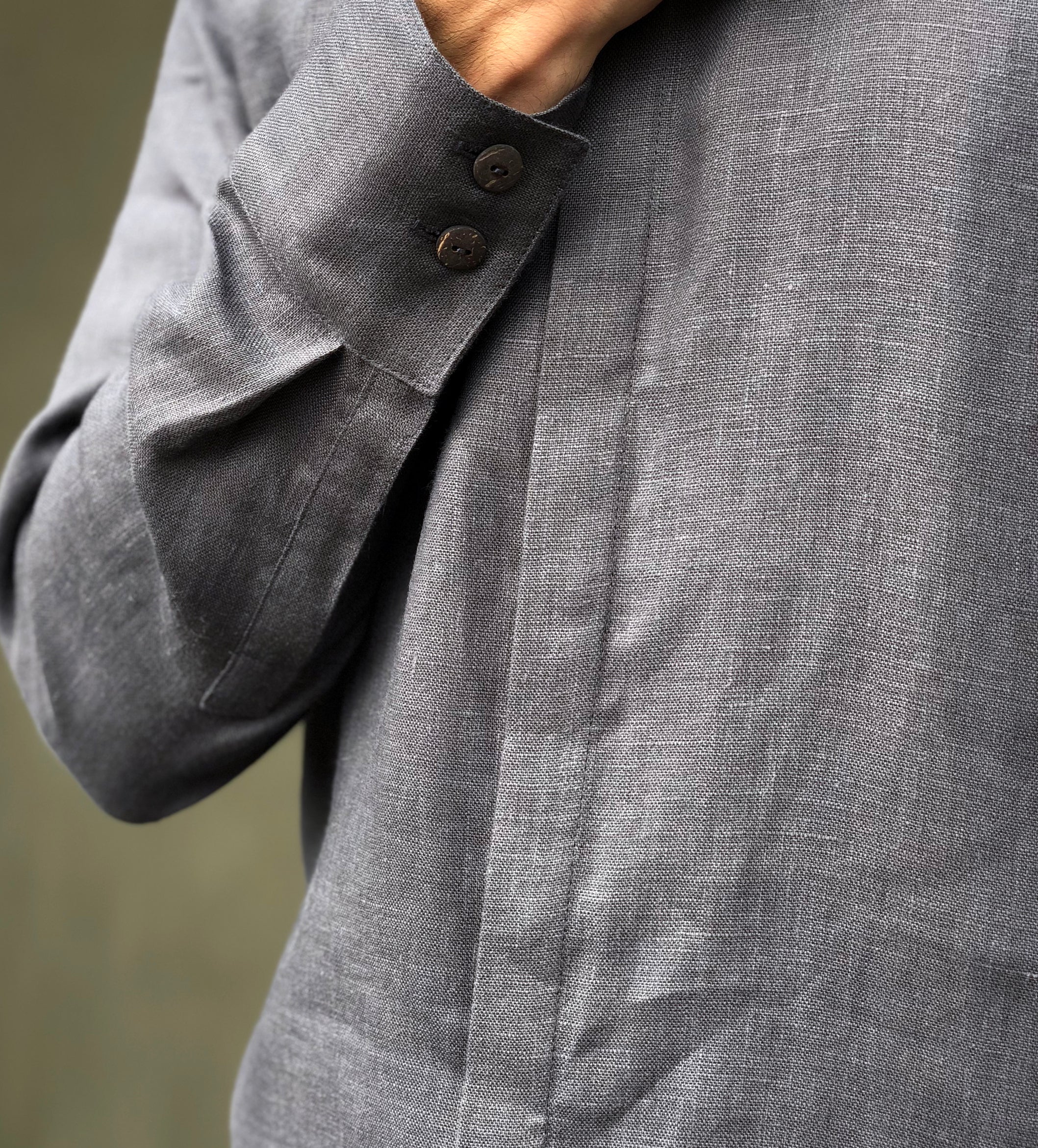 Men’s Linen Shirt OLIVE in Dark grey