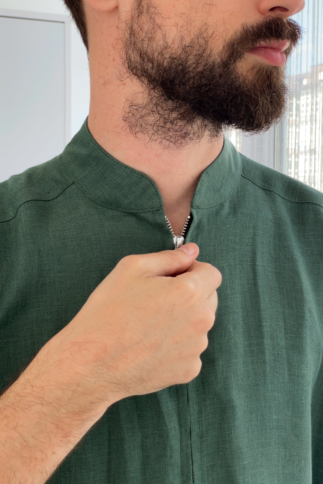 Mens Linen Romper PANDAN in Green