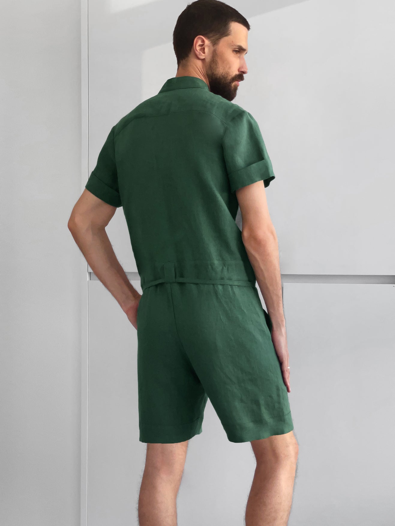 Mens Linen Romper PANDAN in Green