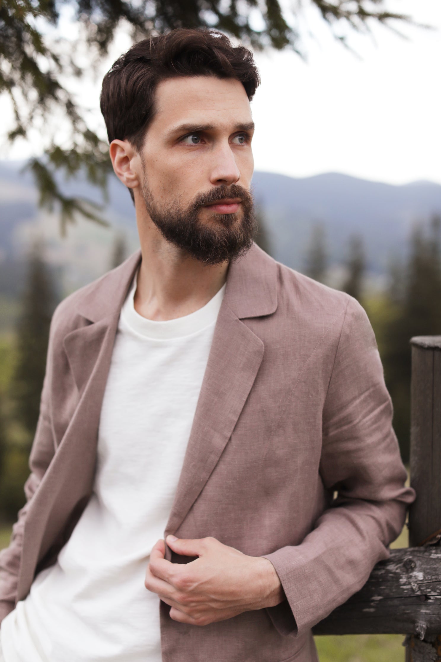 Men’s Linen Jacket LARCH in Latte