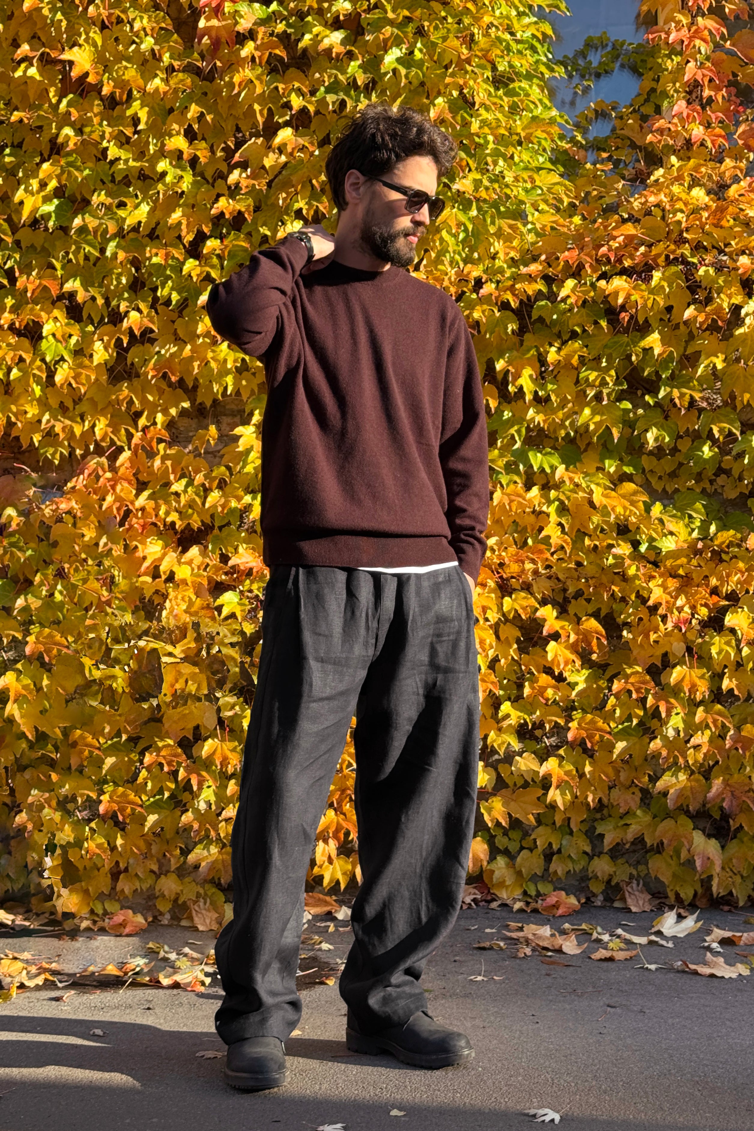 Men’s Wide-Leg Linen Pants SLOE in Black