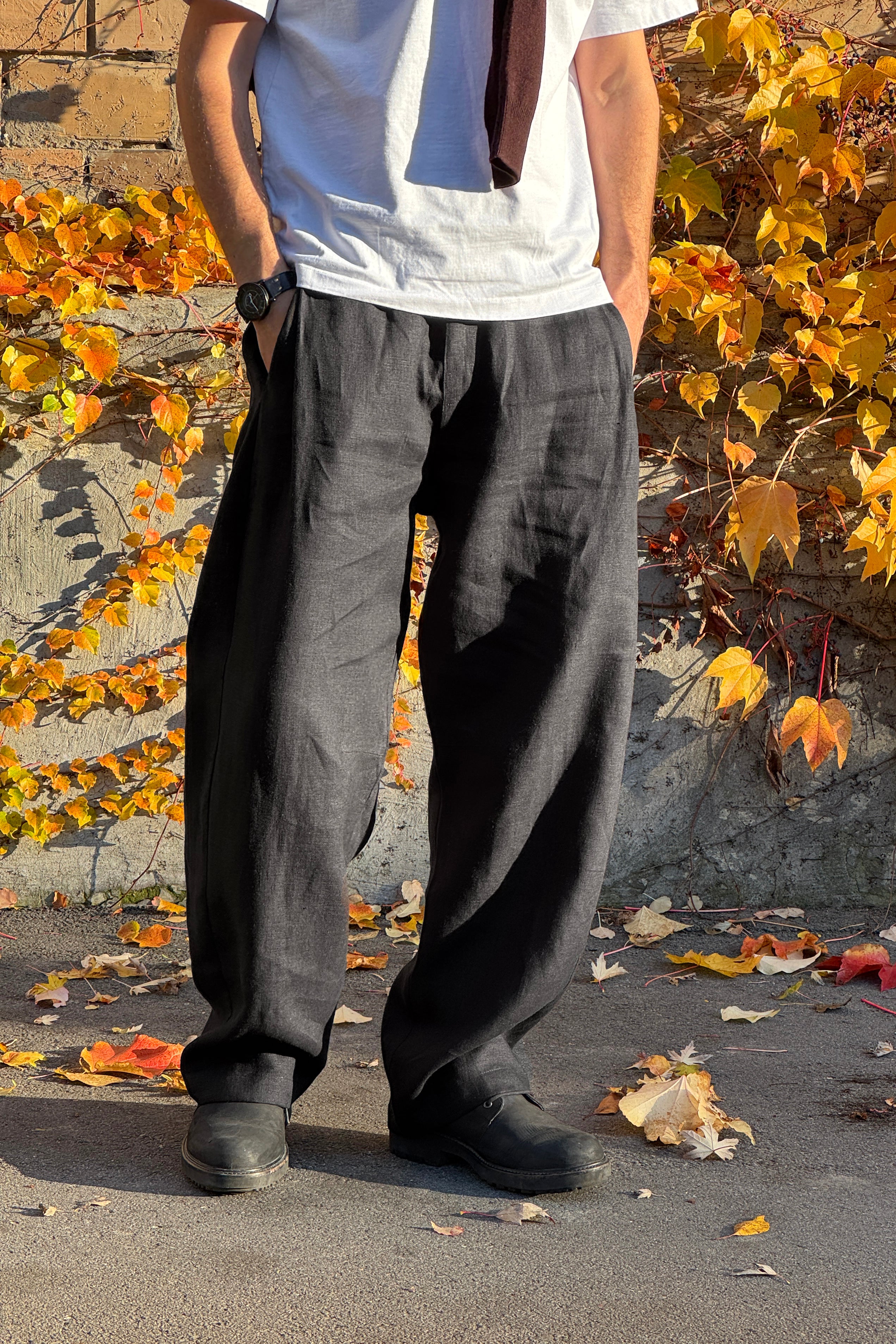 Men’s Wide-Leg Linen Pants SLOE in Black