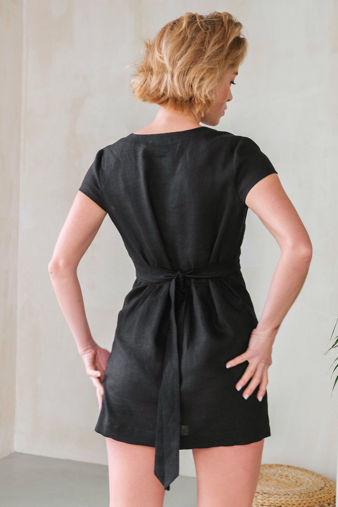 Summer Linen Dress AIRA in Black