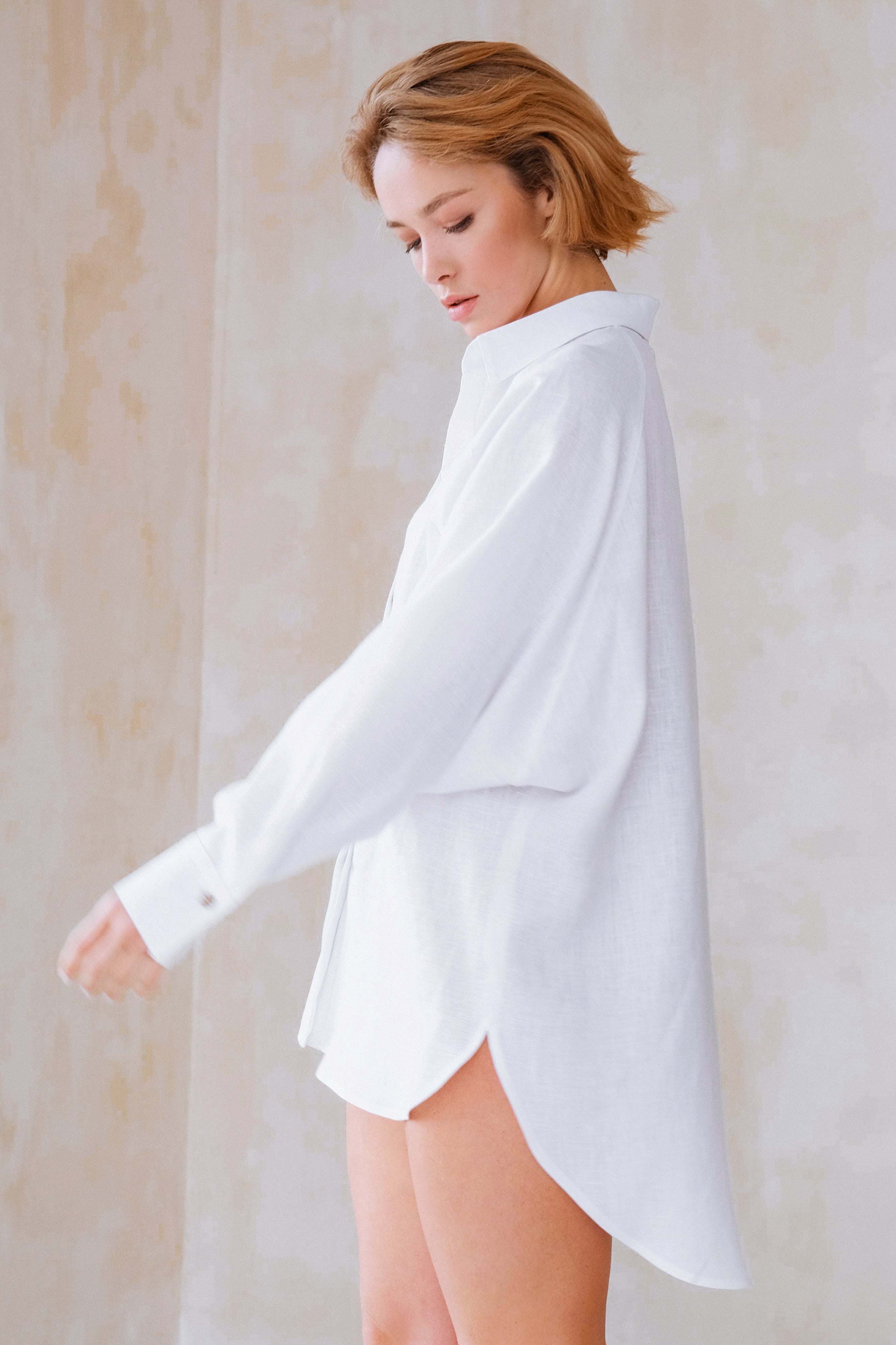 Oversized Linen Shirt CLOVER in White