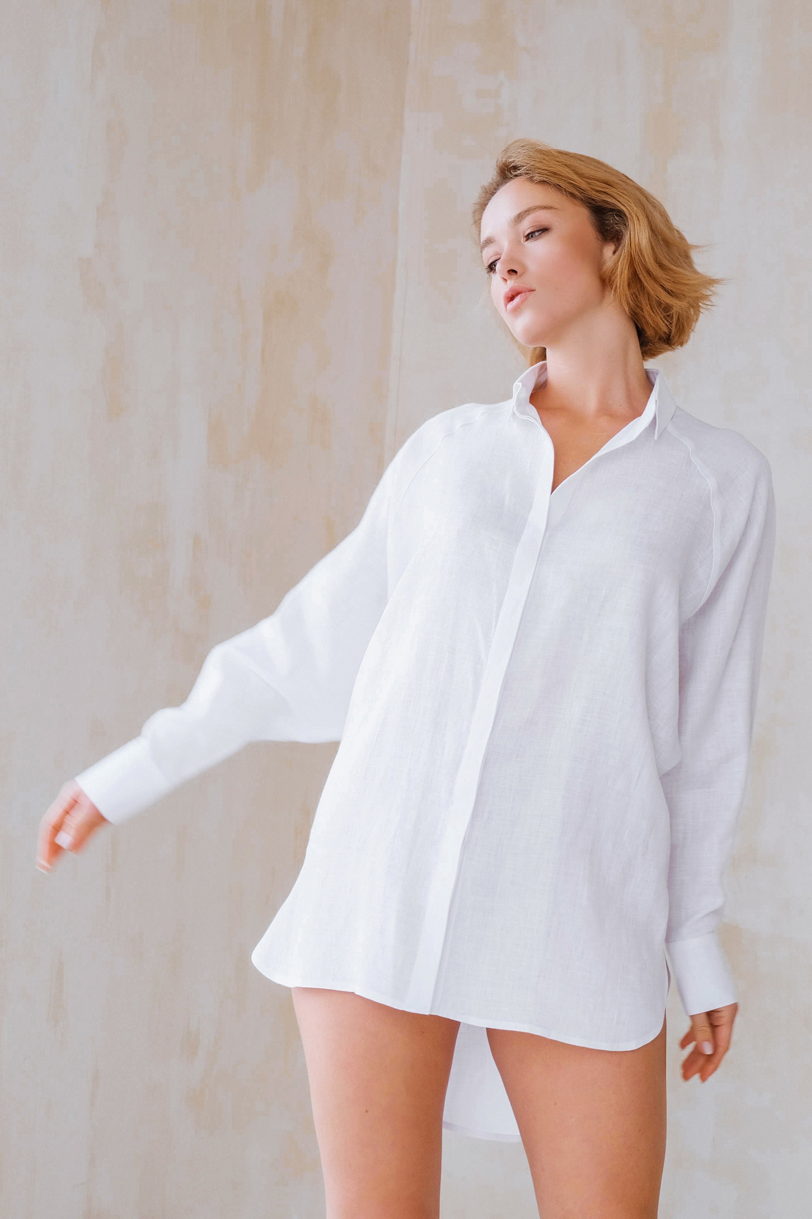 Oversized Linen Shirt CLOVER in White