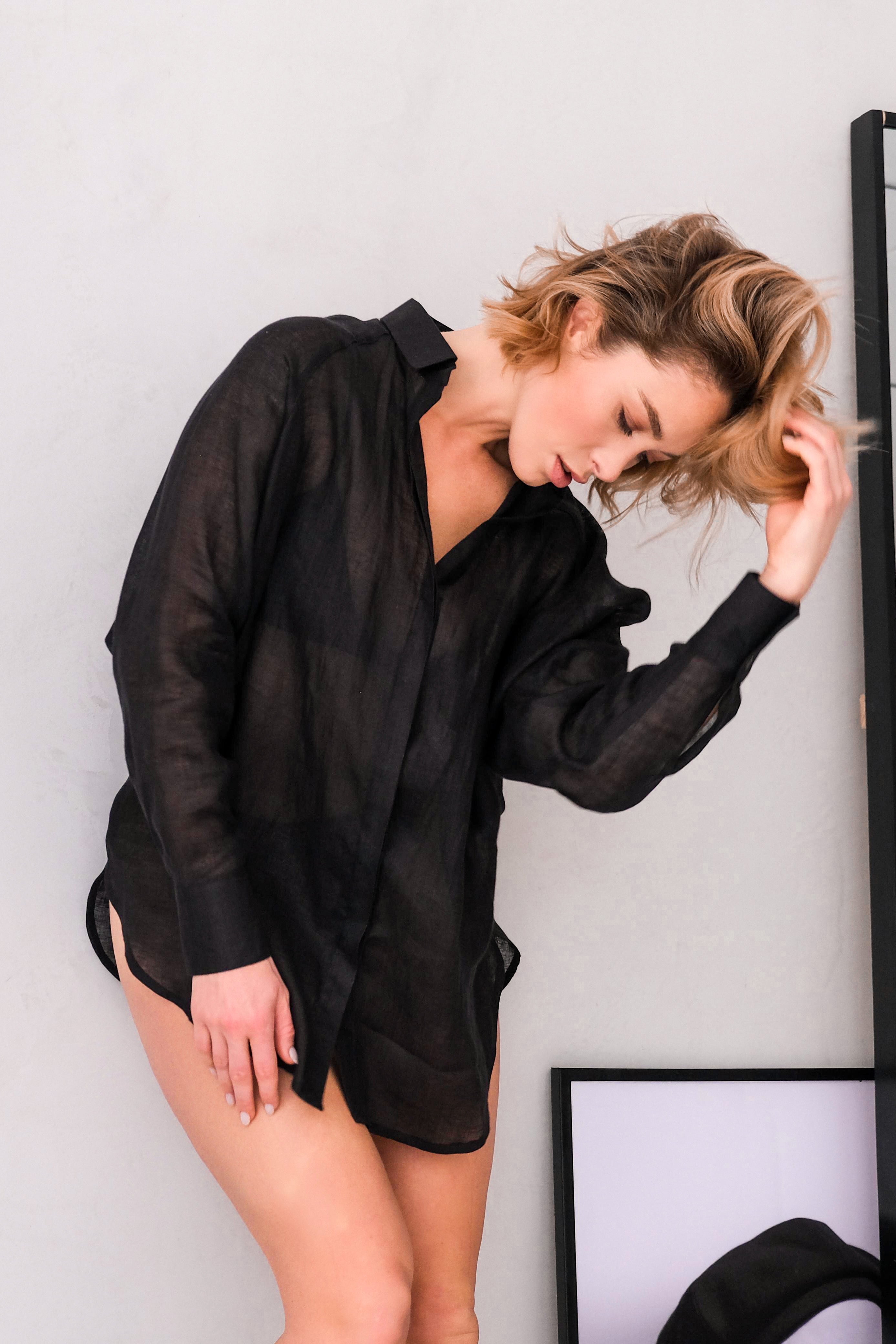 Oversized Linen Shirt Black