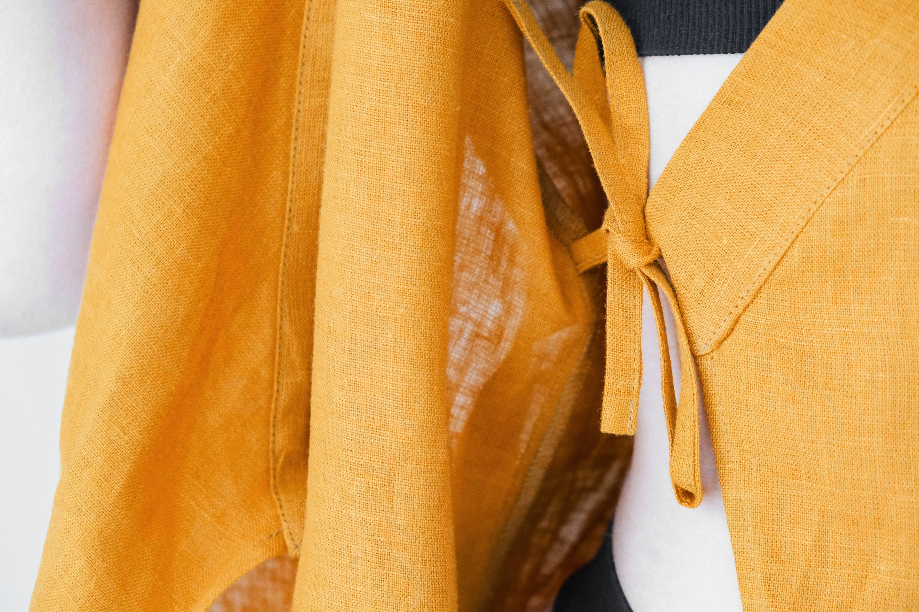 Women's Linen Wrap Dress ALOE in Saffron