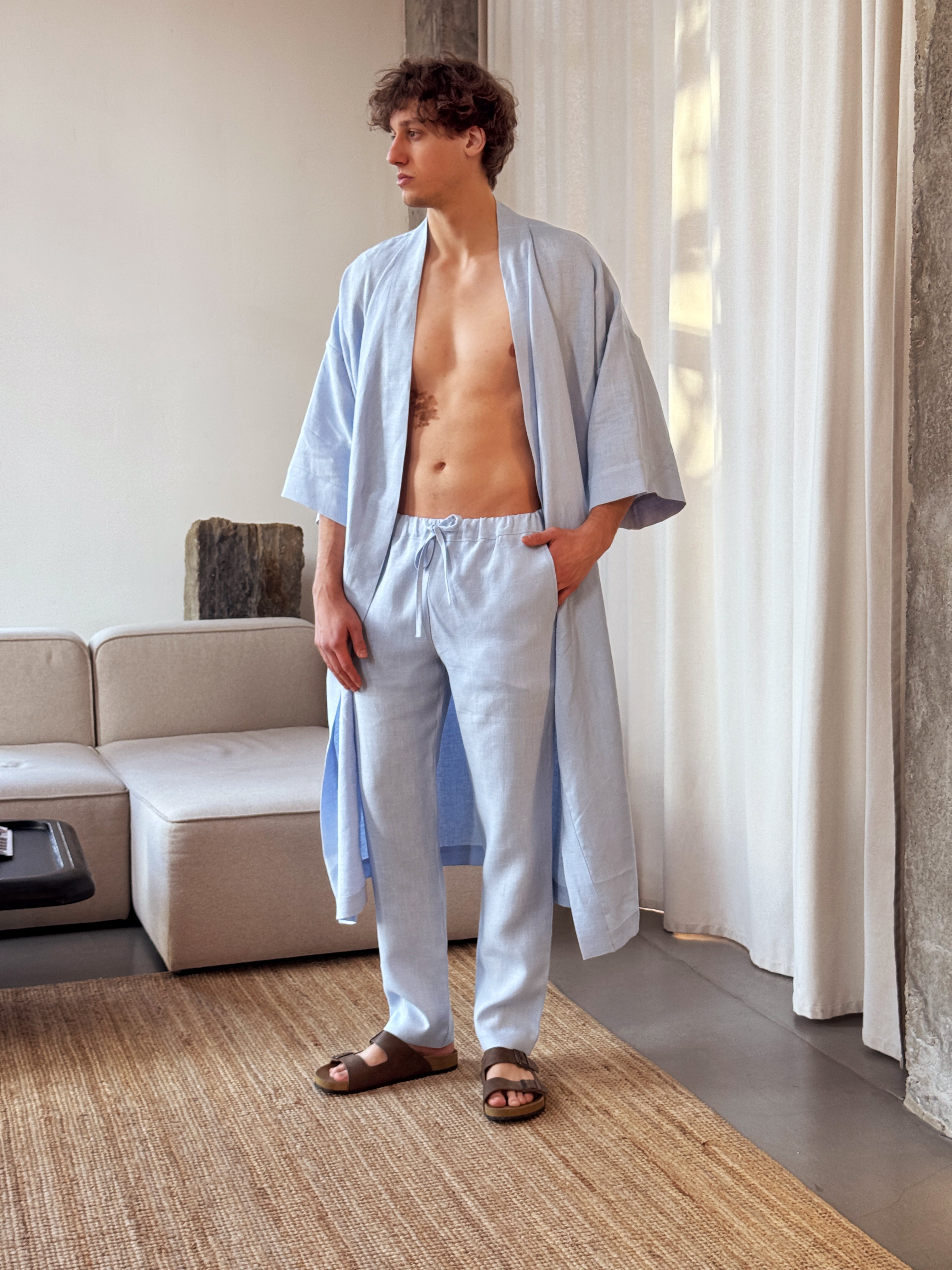 Men’s linen pants ASH in Light blue