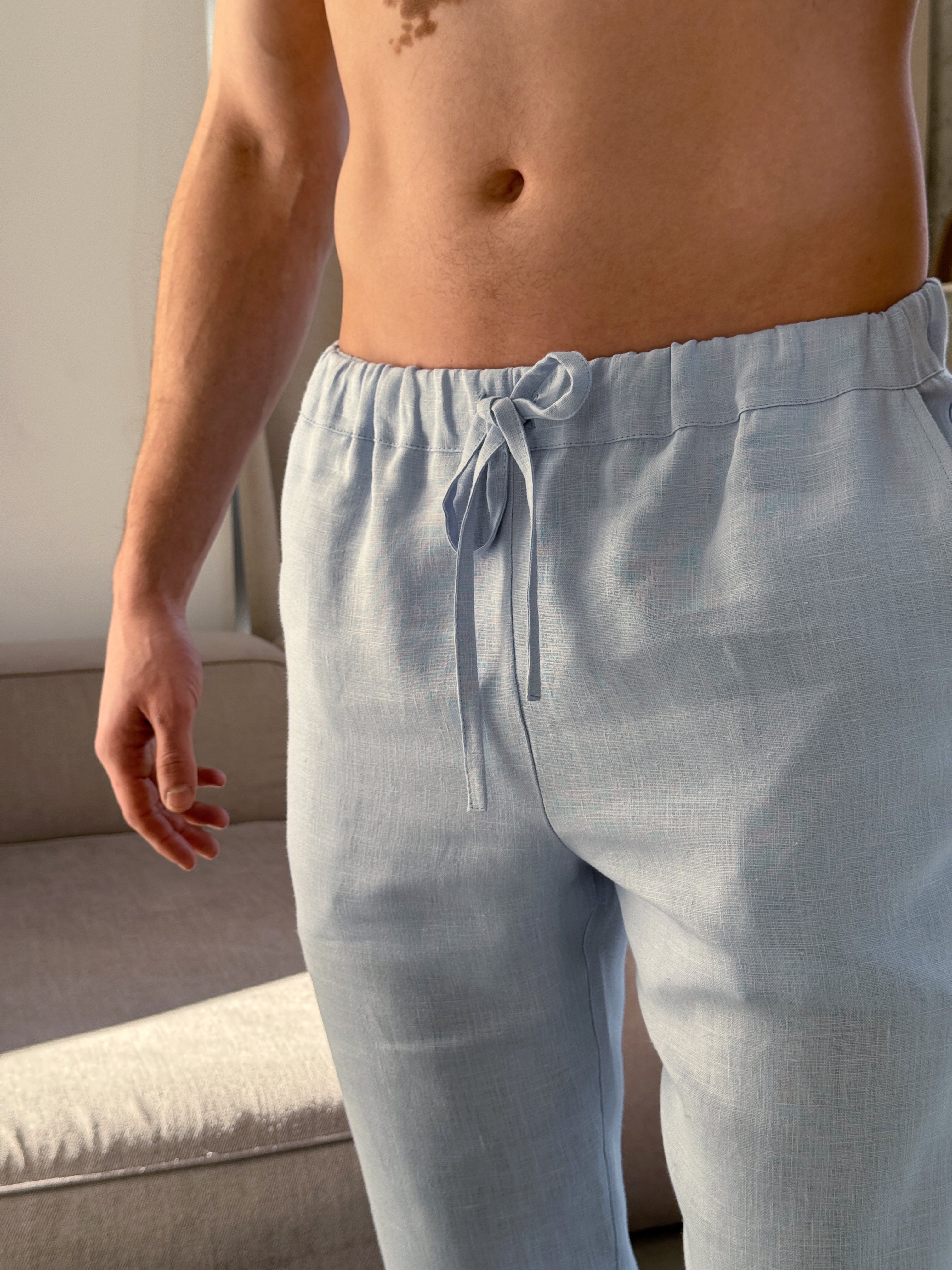 Men’s linen pants ASH in Light blue