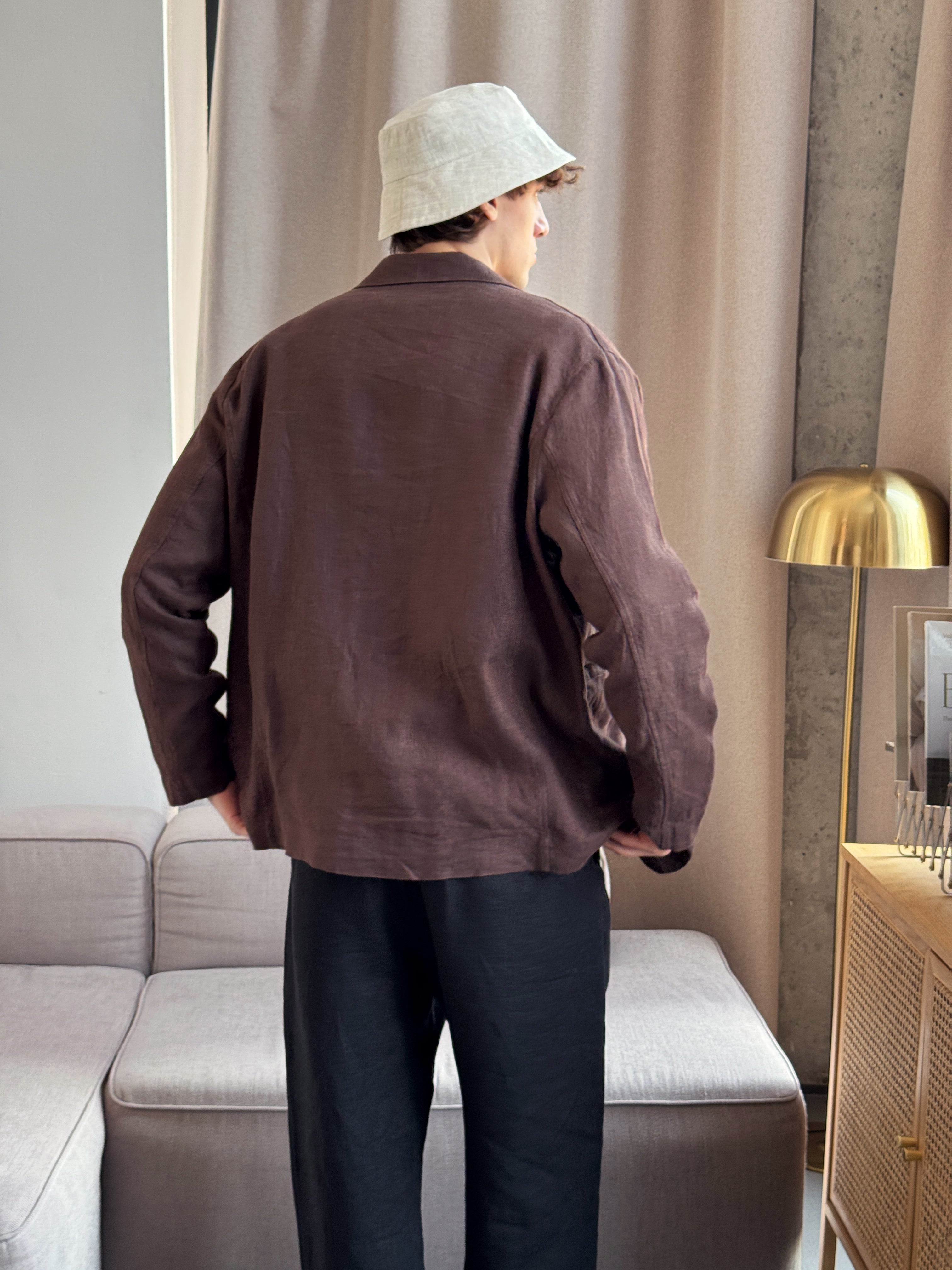 Men's Linen Jacket CHERRY in Brown
