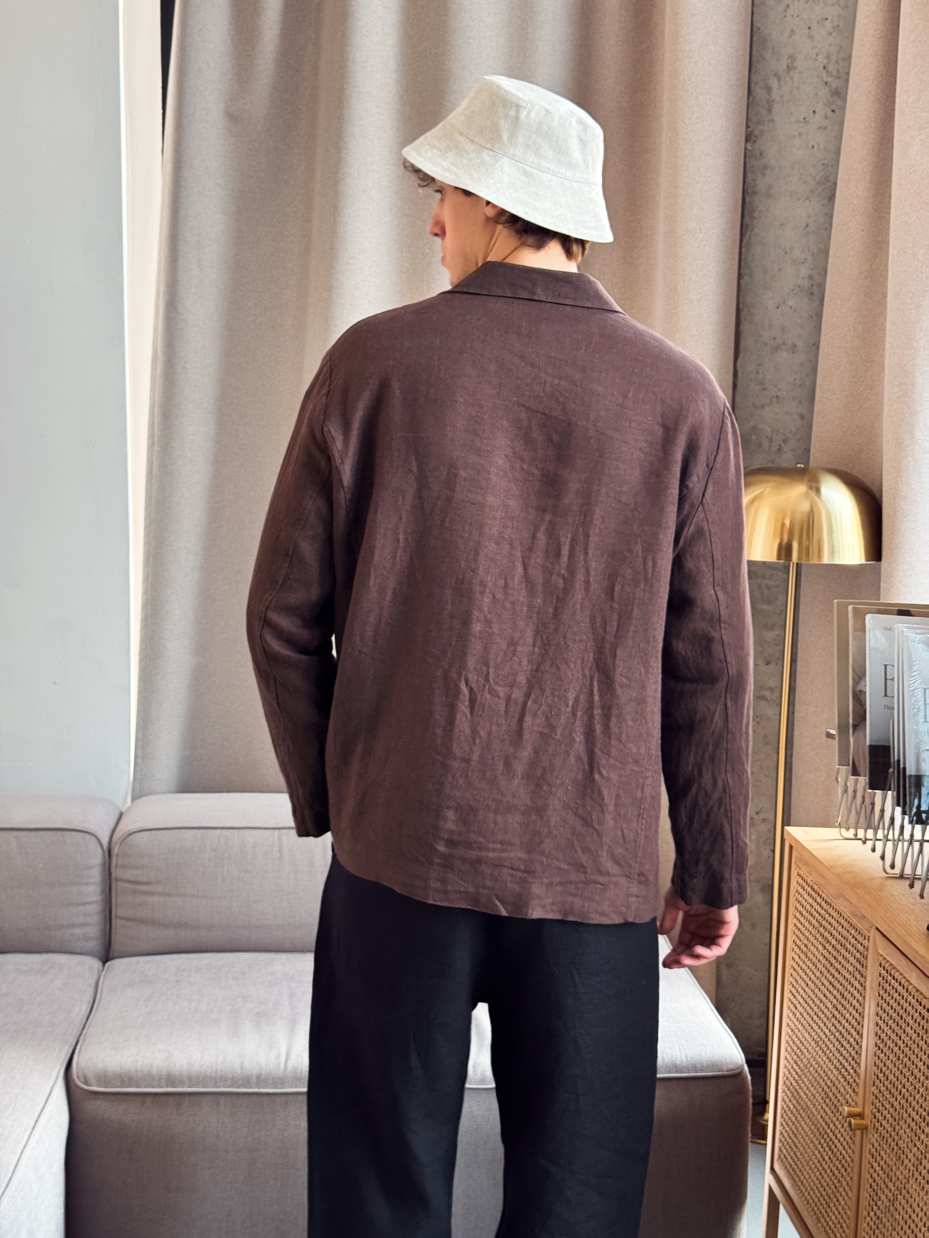 Men’s Linen Jacket CHERRY in Brown