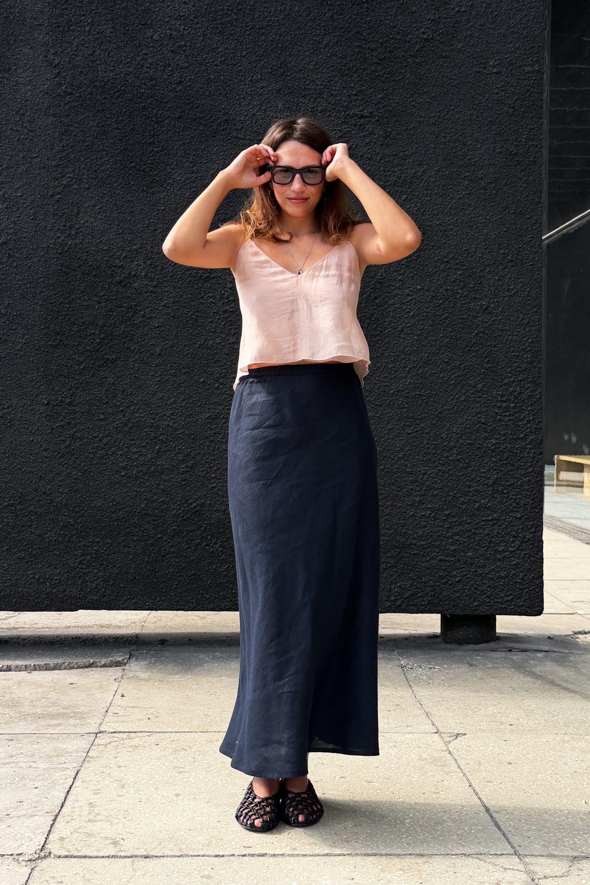 Women’s Linen Maxi Skirt LUNARIA in Dark Blue