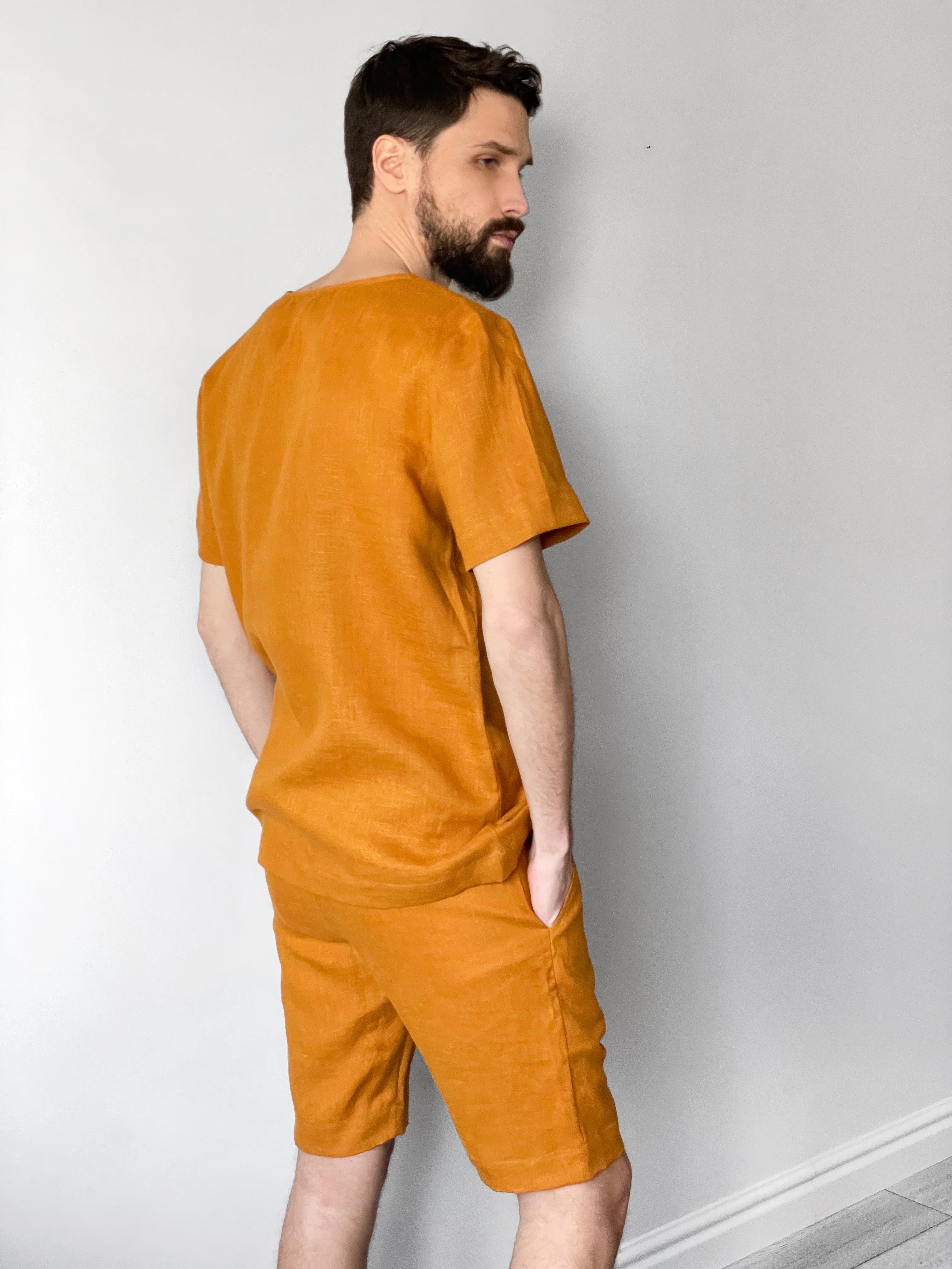 Men’s Linen T-Shirt LINDEN in Saffron