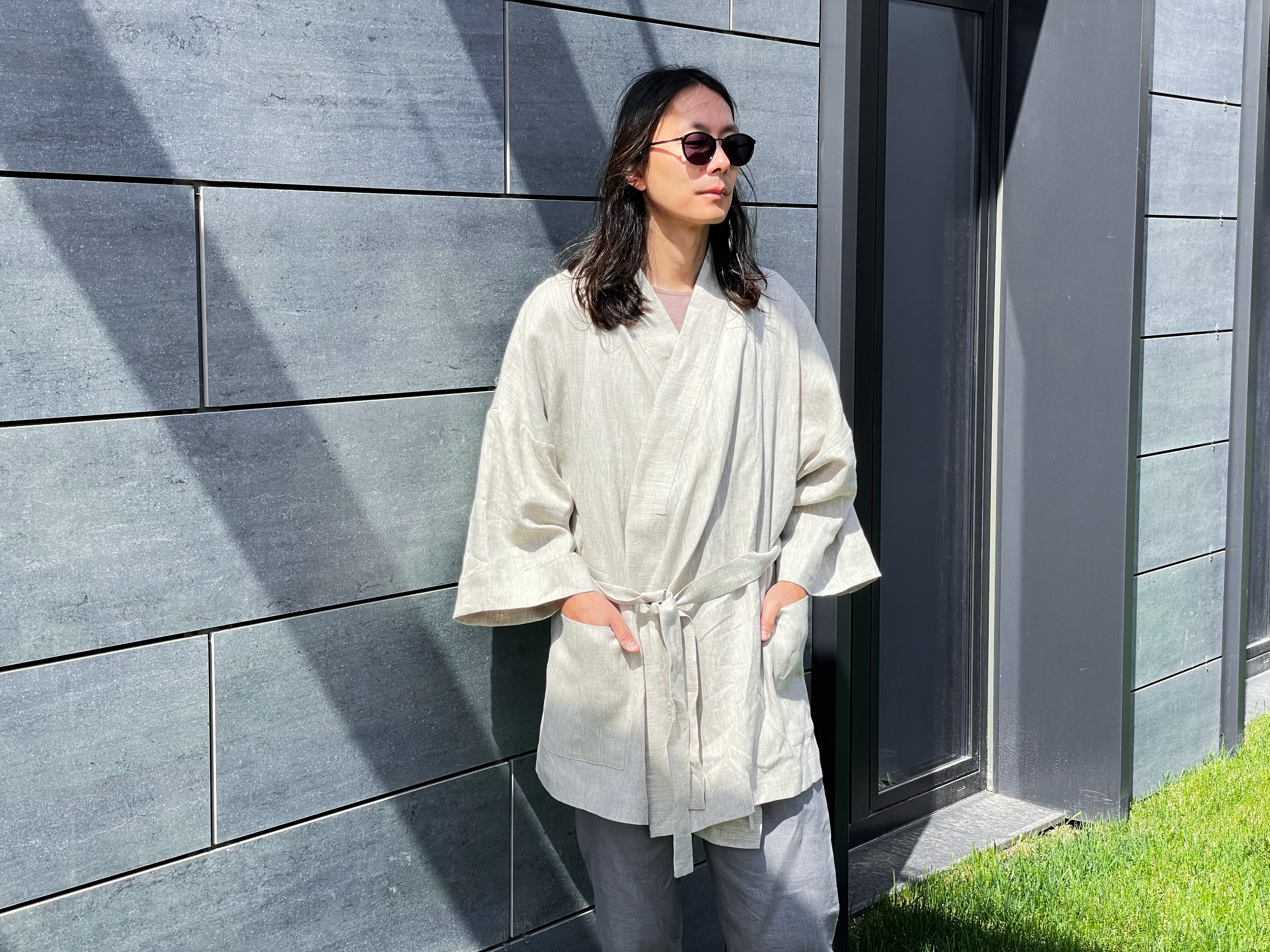 Men’s linen kimono SUGI in Beige