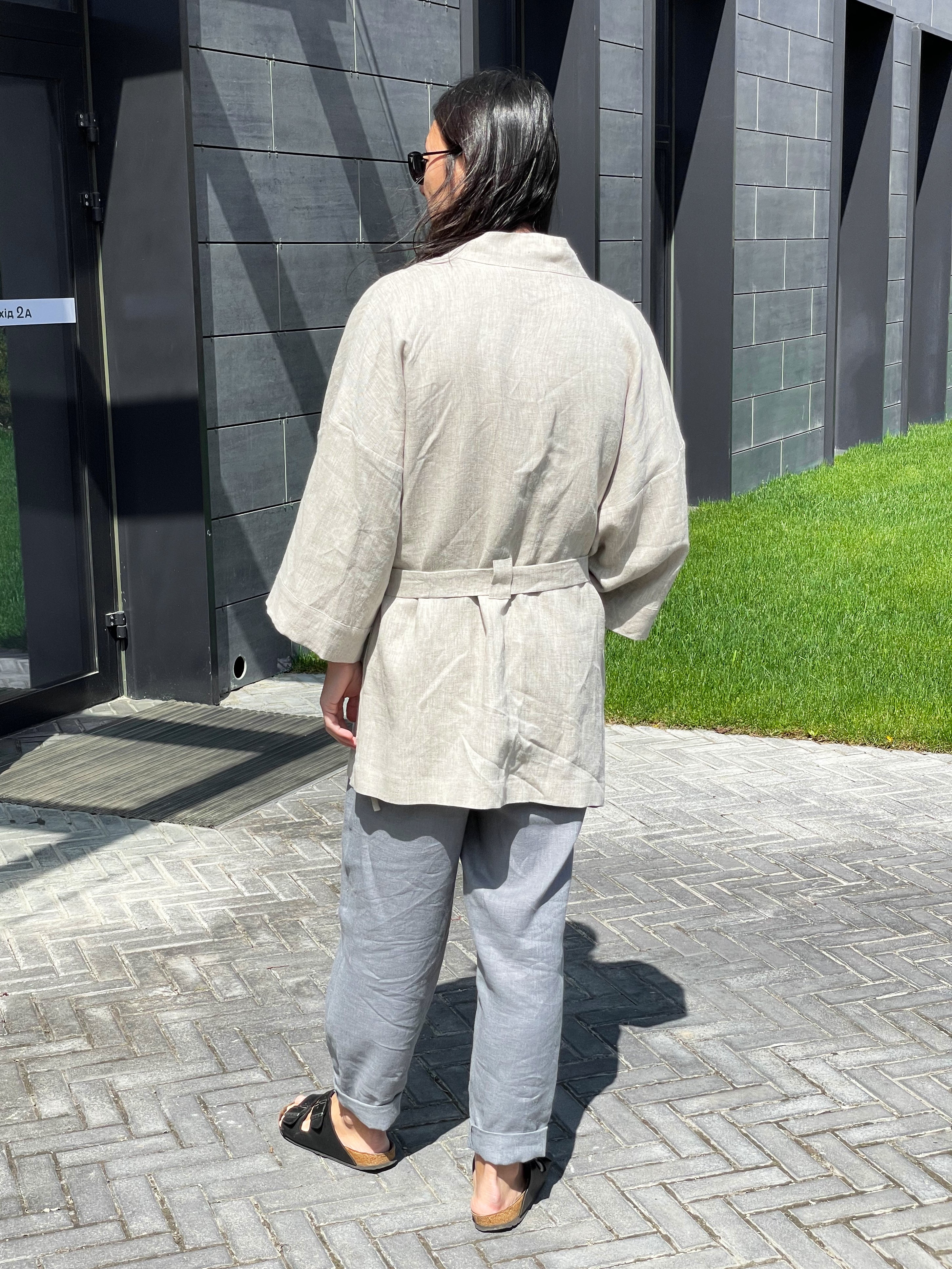 Men’s linen kimono SUGI in Beige