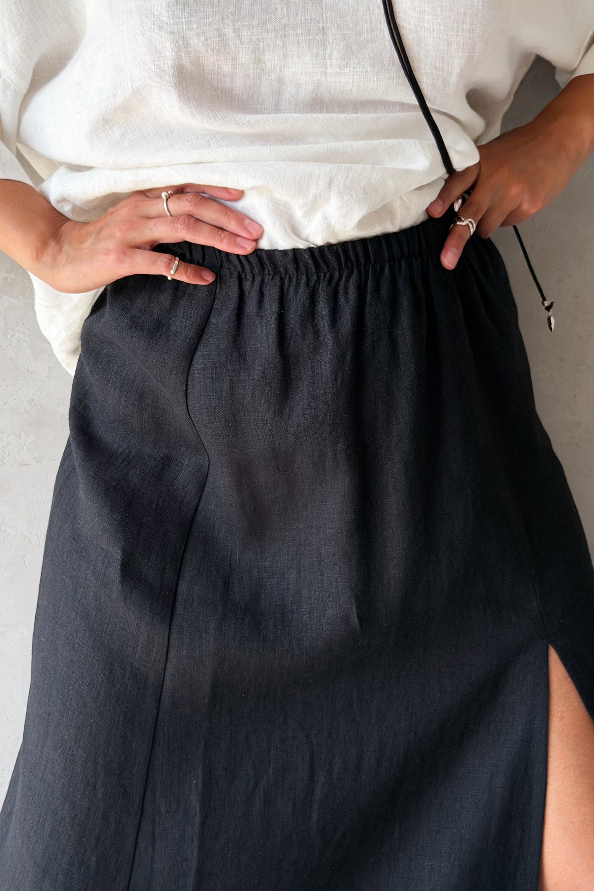 Women’s A-Line Linen Skirt VERONICA in Black