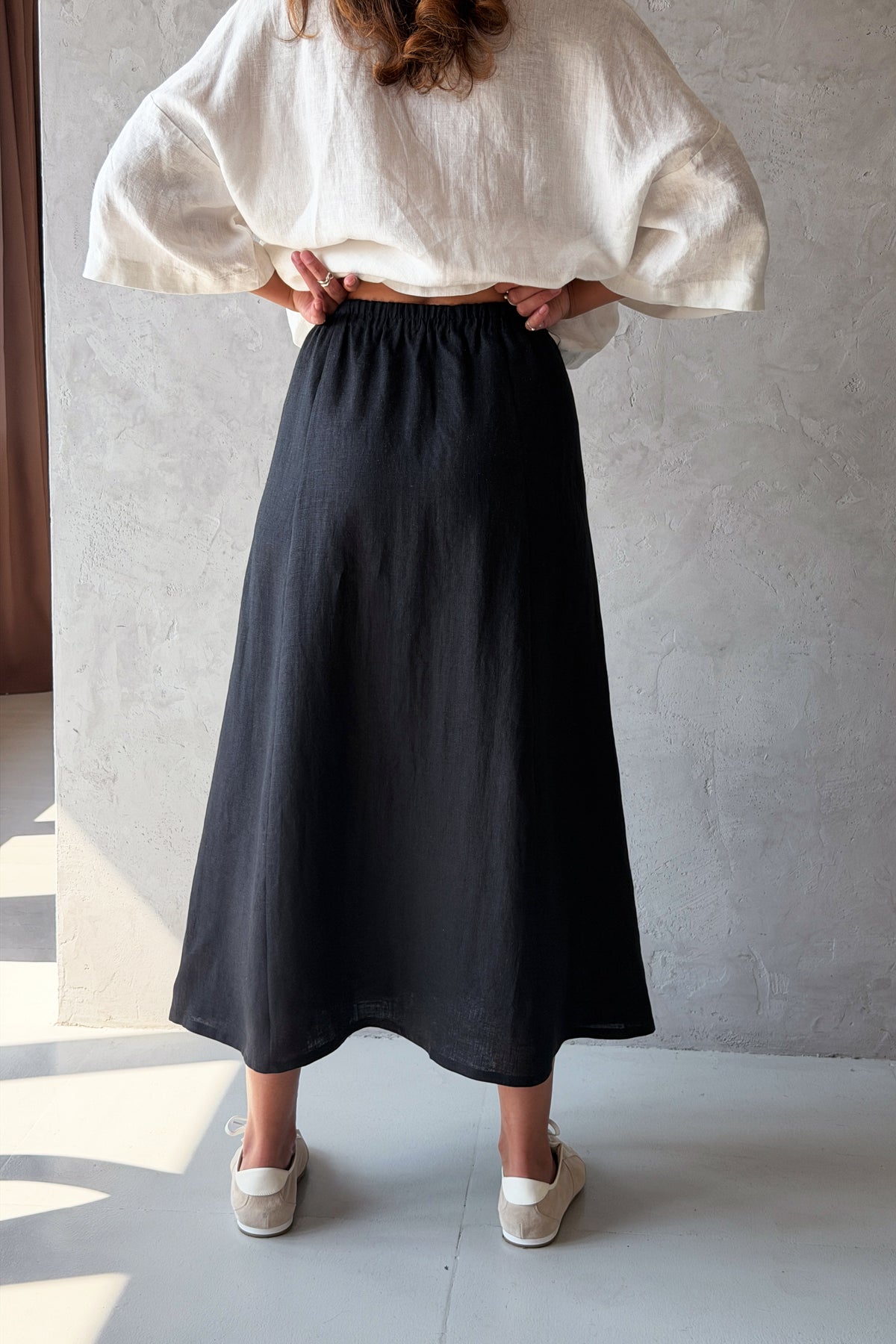 Women’s A-Line Linen Skirt VERONICA in Black